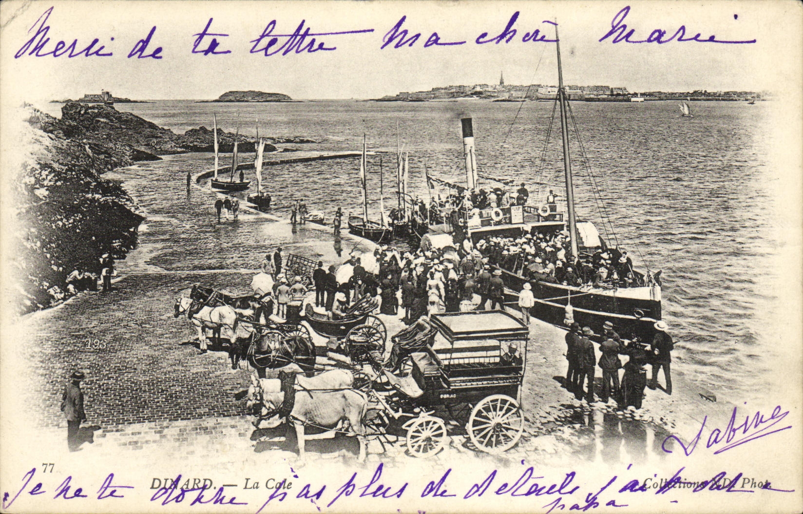 VINTAGE POSTCARD Dinard the Dimension Boat Barouches