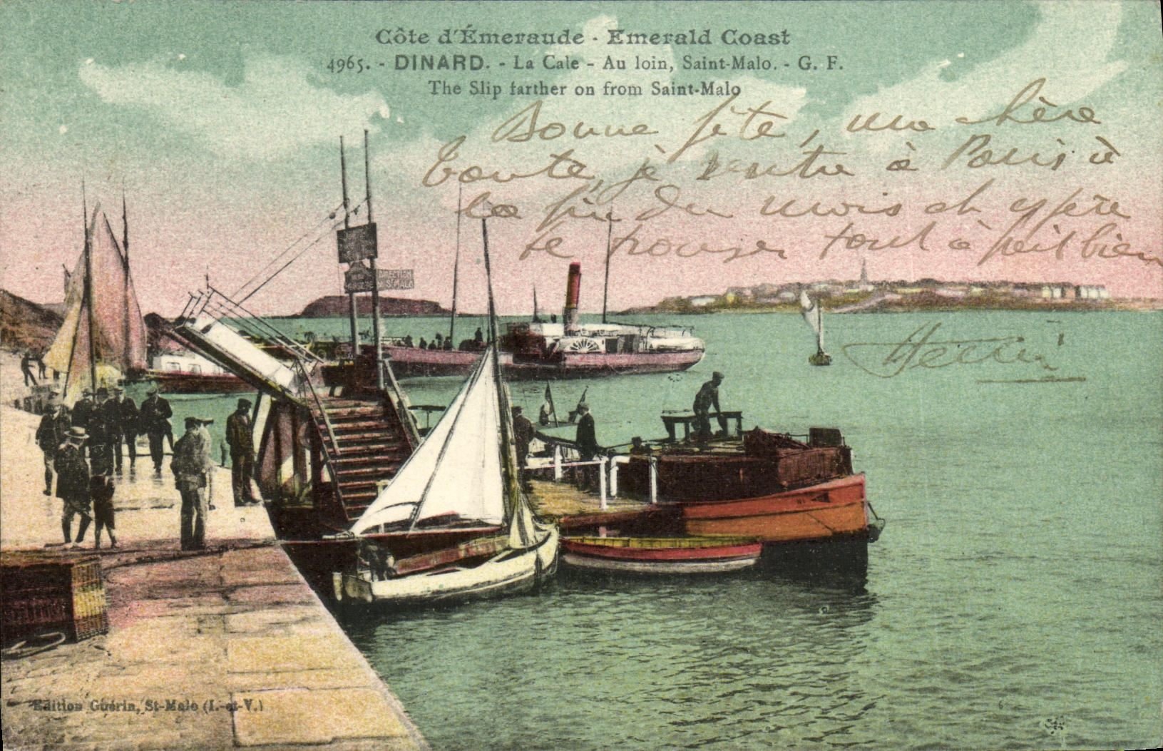 CPA Dinard La Cage Au loin Saint Malo Bateaux 