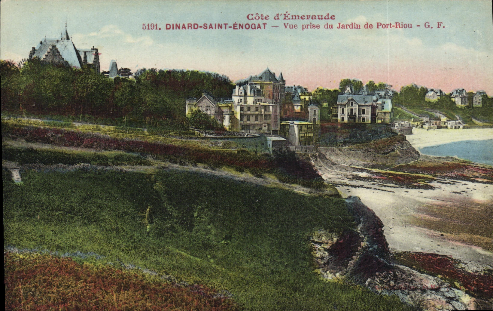 VINTAGE POSTCARD Holy Dinard Enogat Seen from of the Garden of Riou Port