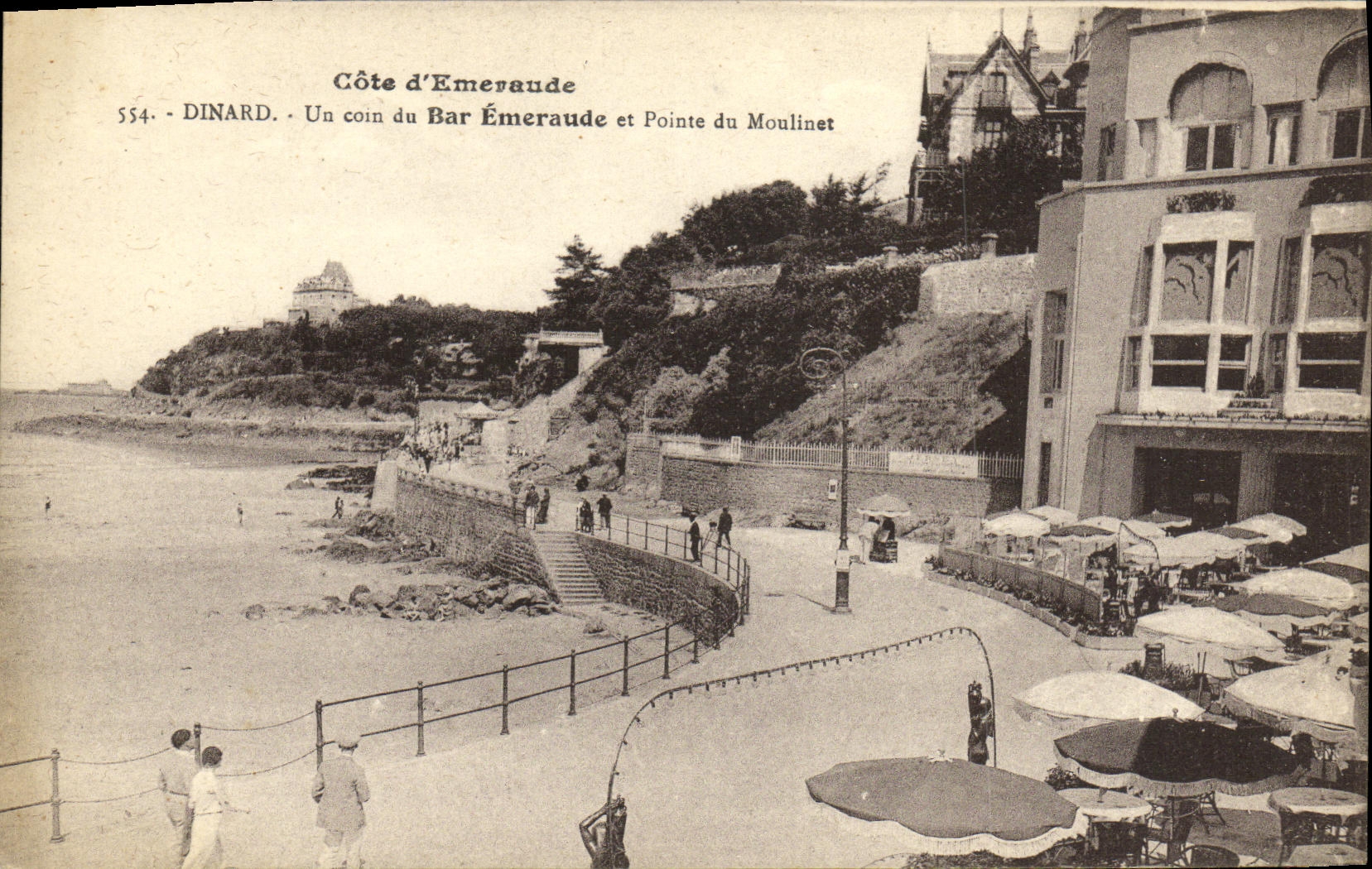 POSTAL Dinard de la VENDIMIA una esquina de la esmeralda de la barra y del punto del torno