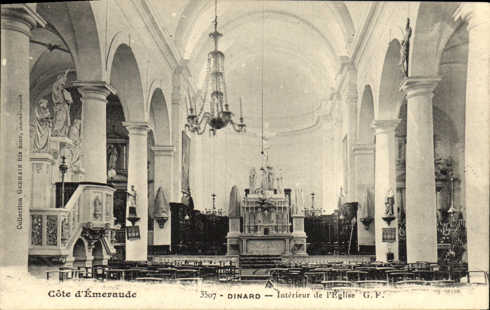 VINTAGE POSTCARD Interior Dinard of L Church