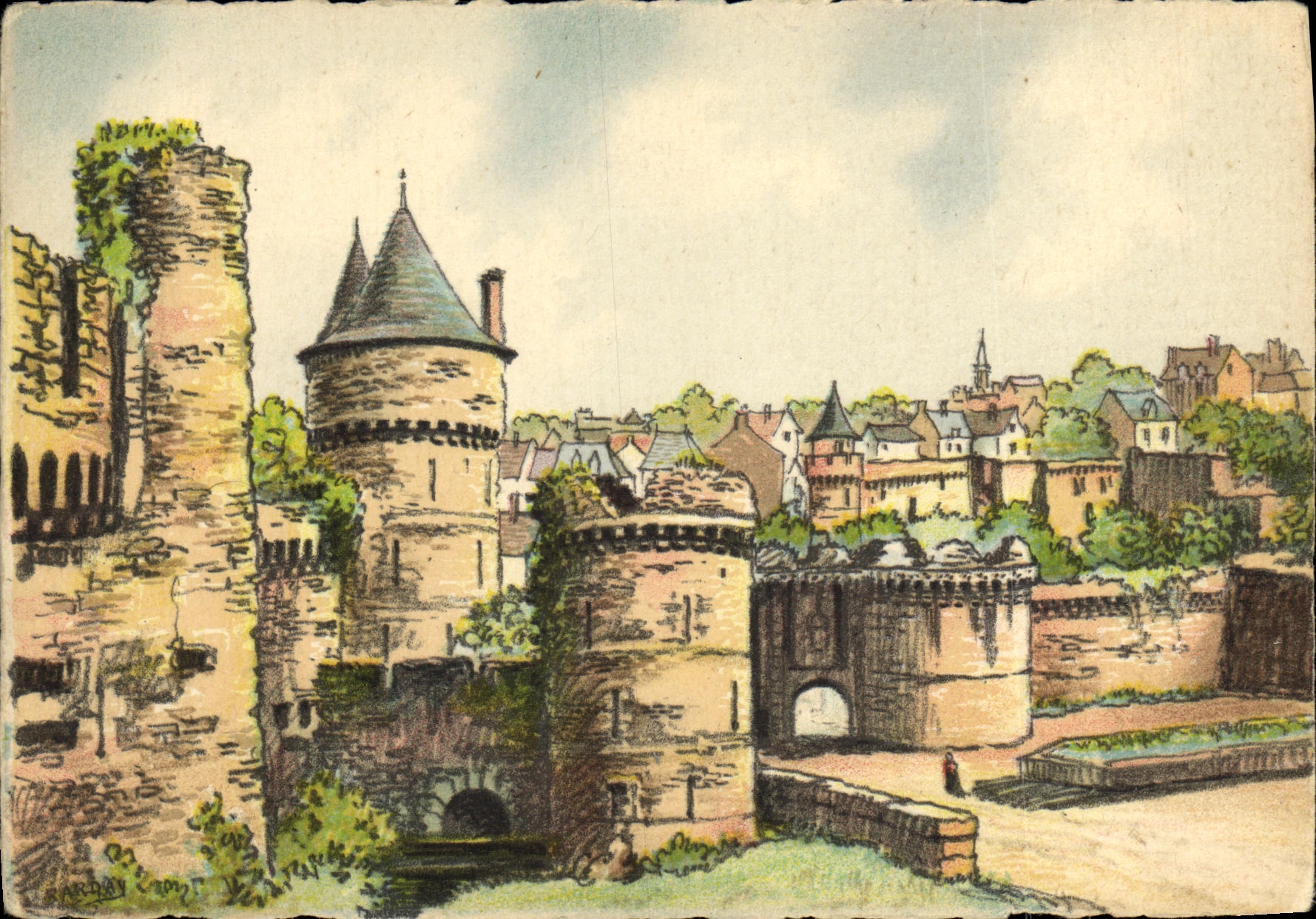 CPA Fougeres Le Chateau Porte Notre Dame et la Ville Haute
