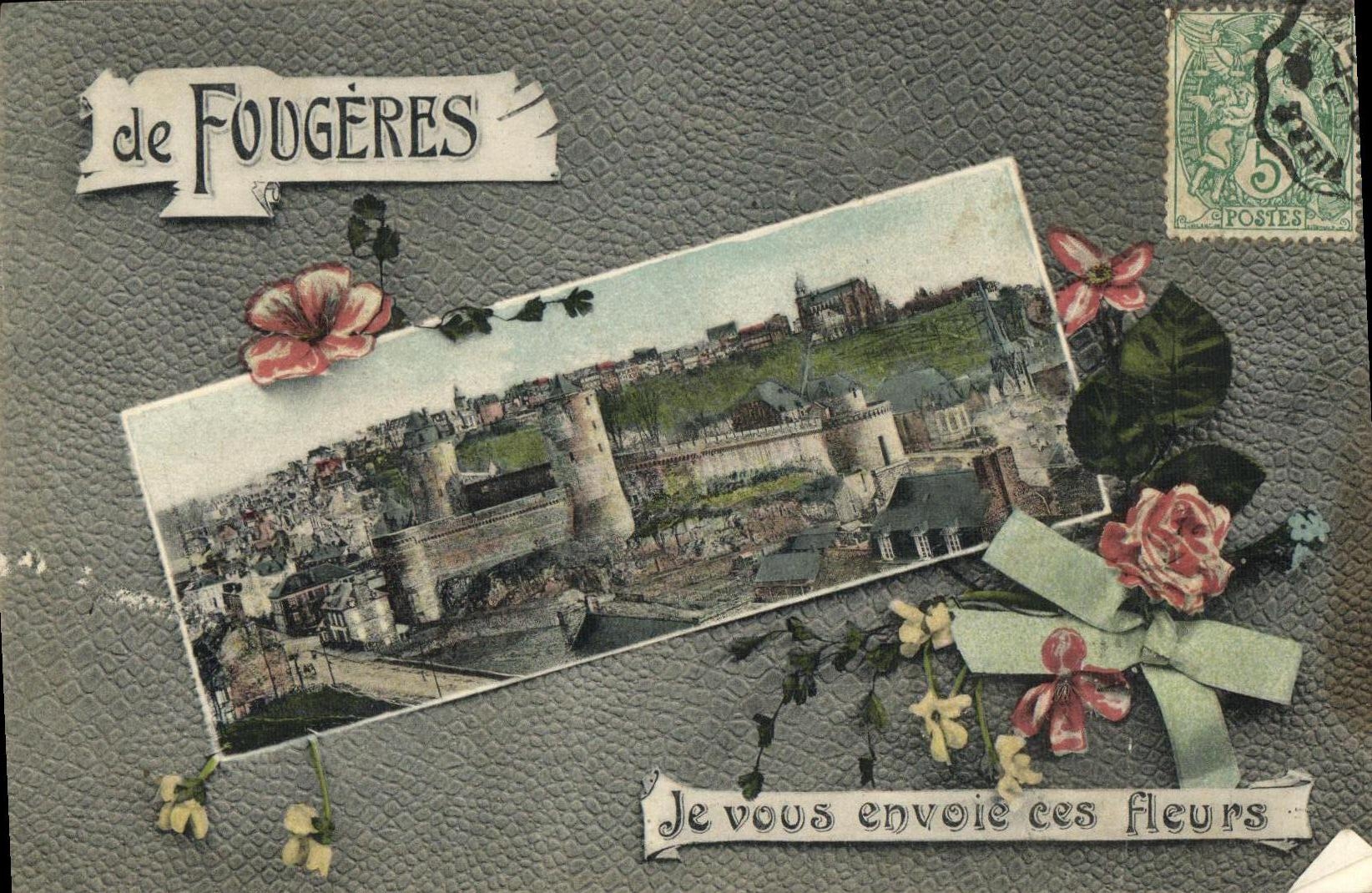 VINTAGE POSTCARD Of Ferns I send these flowers to you