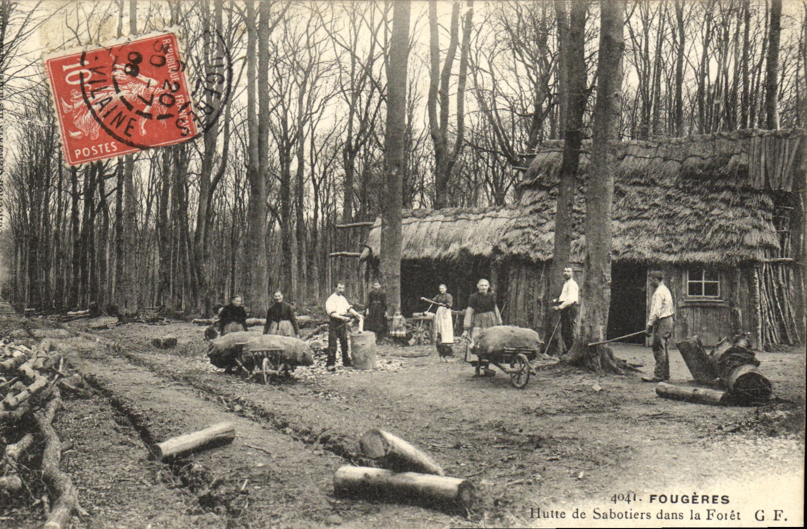 VINTAGE POSTCARD Ferns Hut of Sabot makers in Drill TOP