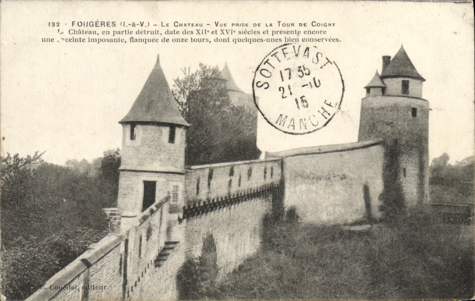 VINTAGE POSTCARD Ferns the Castle Seen from of the Tower of Coigny
