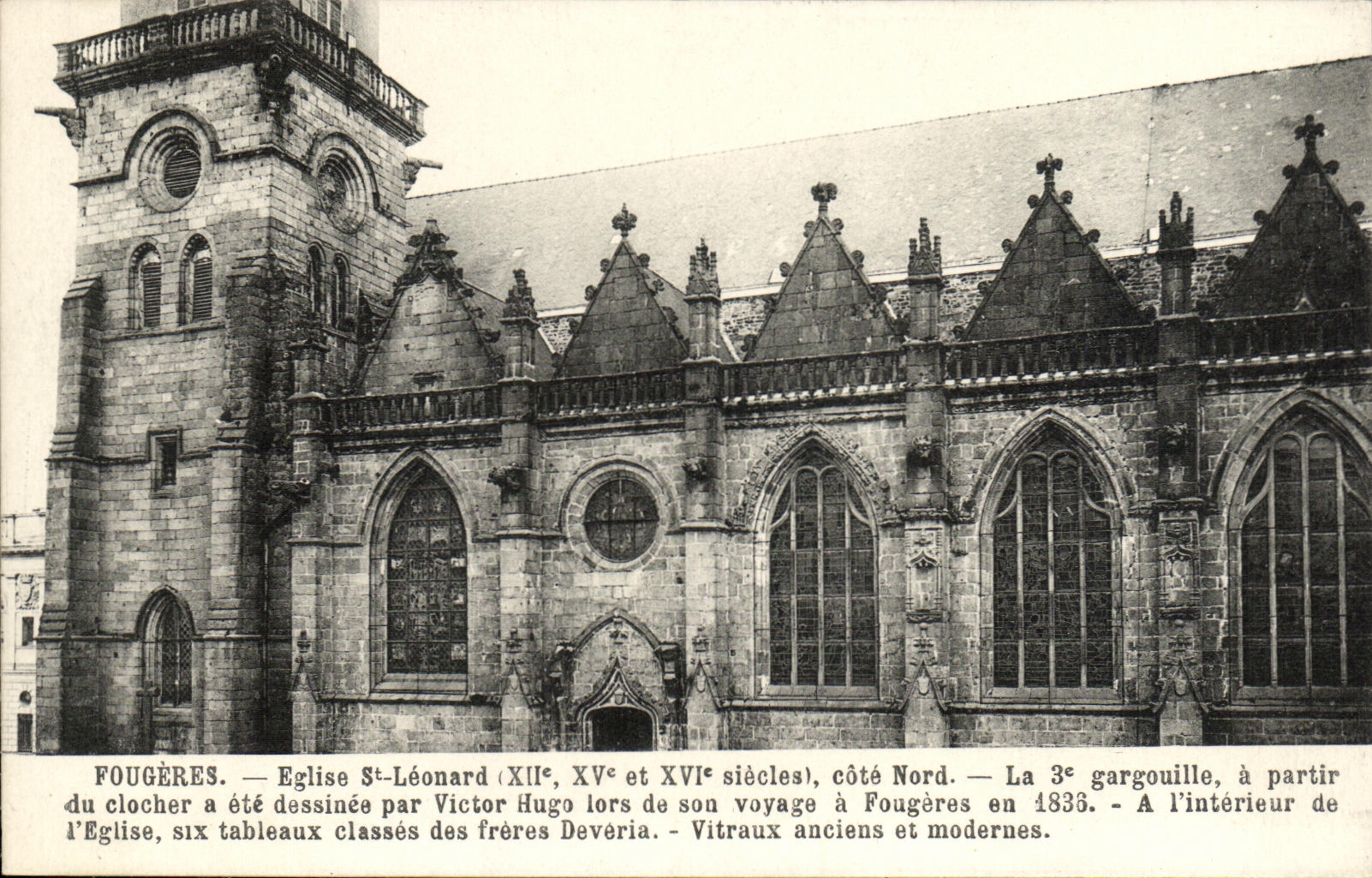 VINTAGE POSTCARD Fougeres Church St Leonard Dimensions Northern