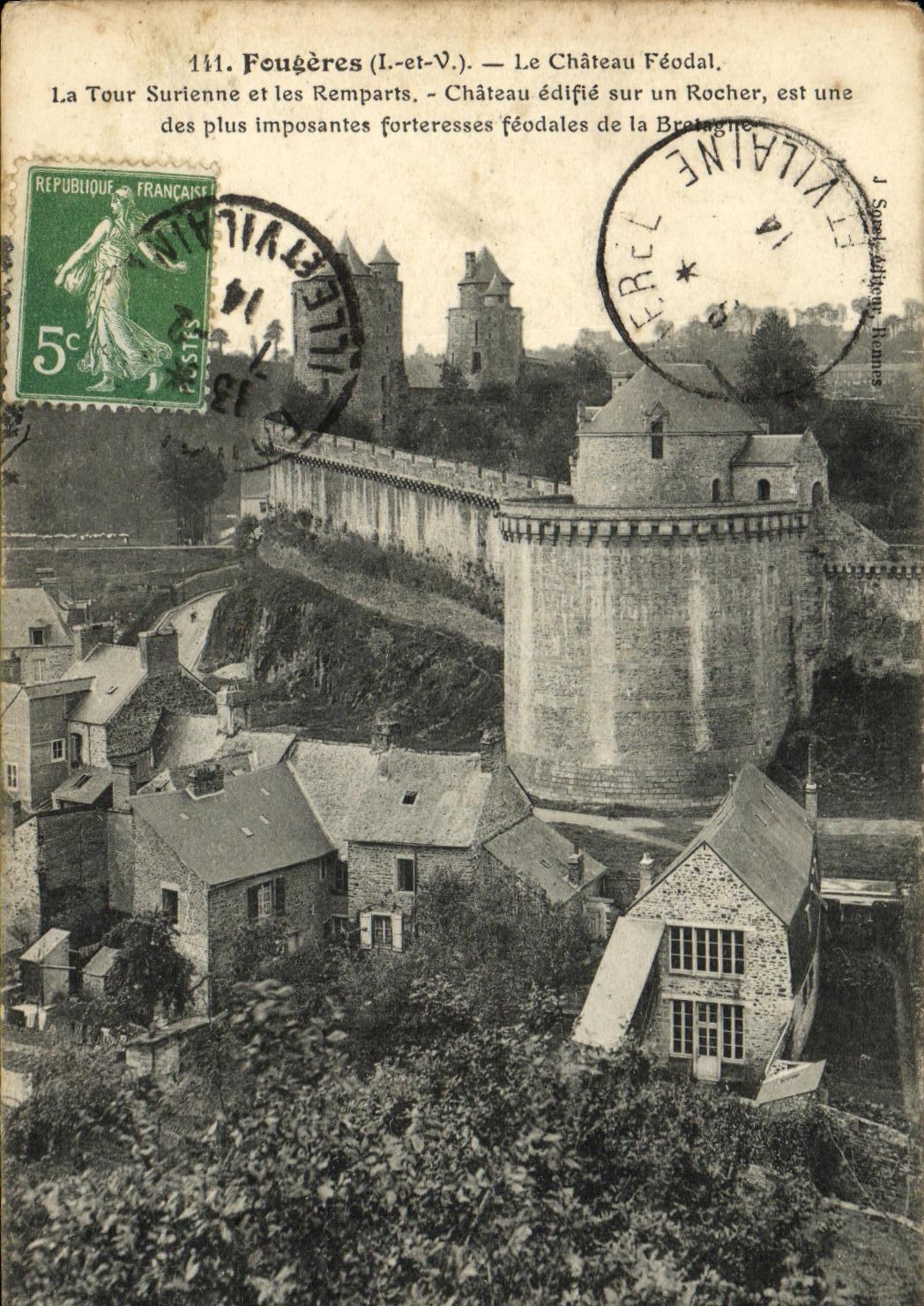 VINTAGE POSTCARD Ferns the Feudal Castle the Surienne tower and walls