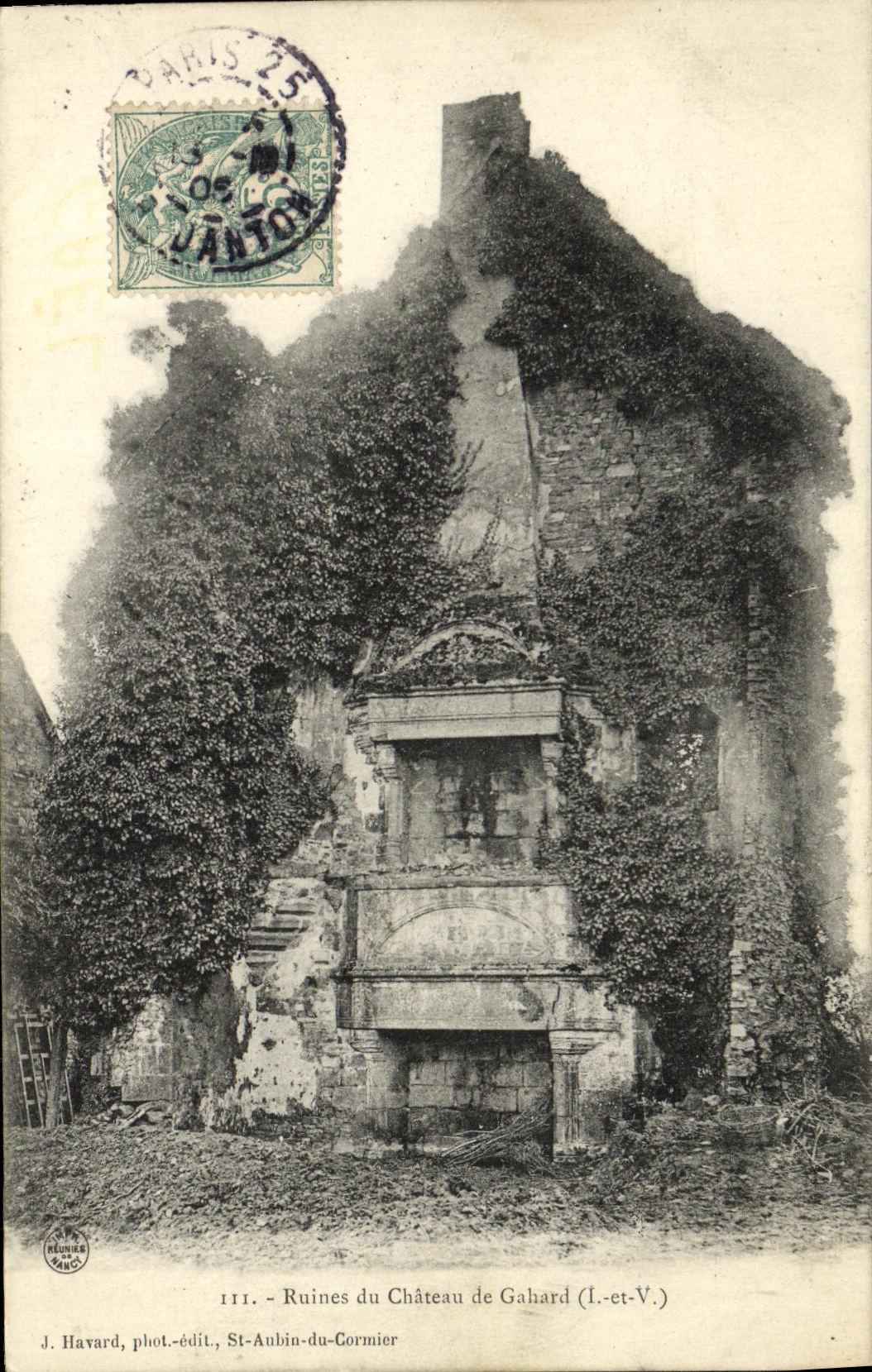 VINTAGE POSTCARD Ruins of the Castle of Gahard