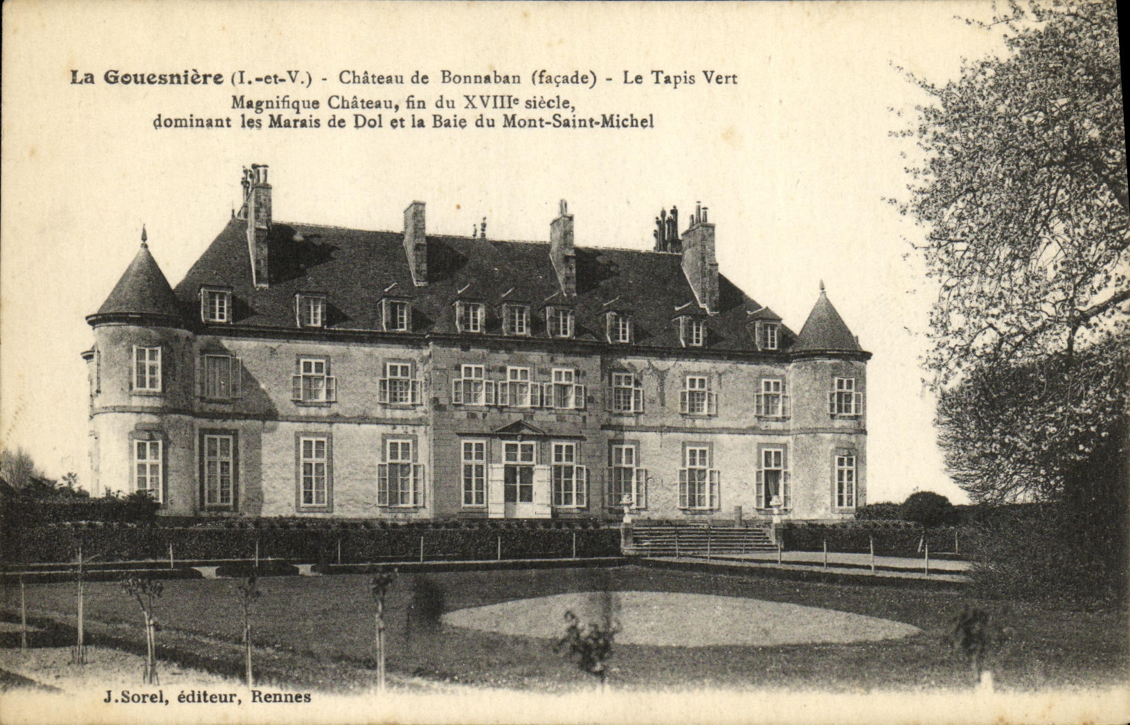 VINTAGE POSTCARD Gouesniere Castle of Bonnaban the Green Carpet