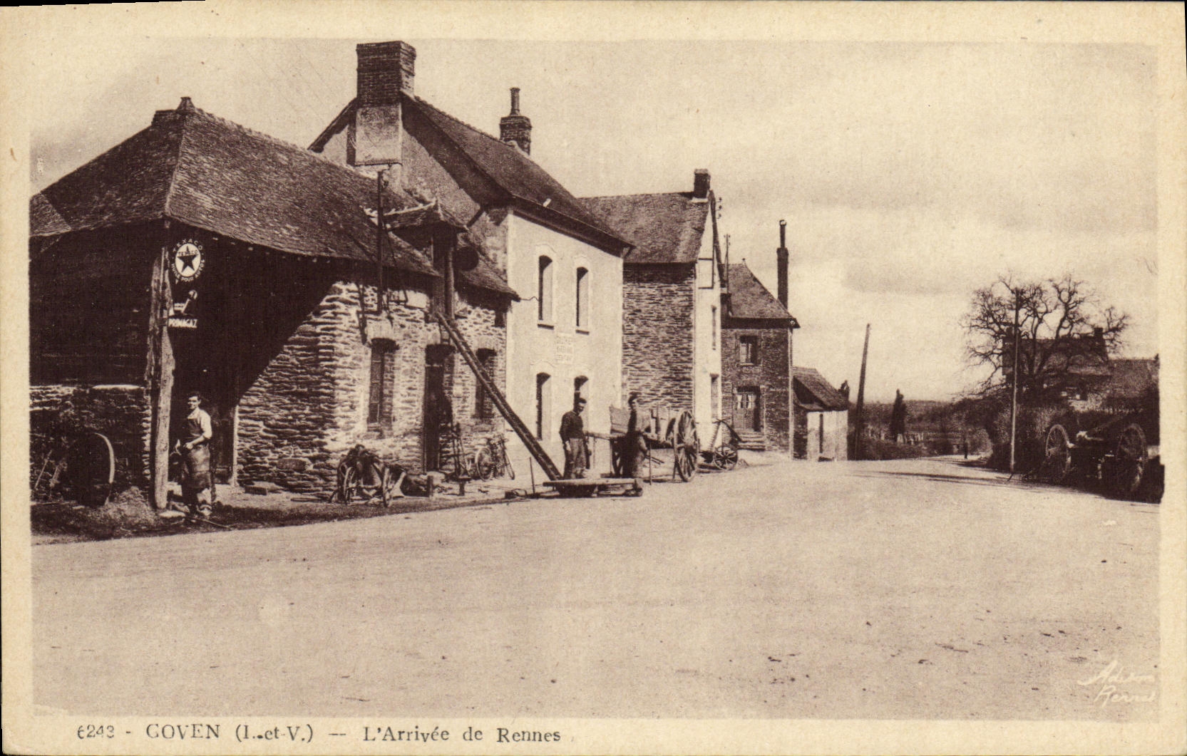 VINTAGE POSTCARD Goven L Arrived of Rennes