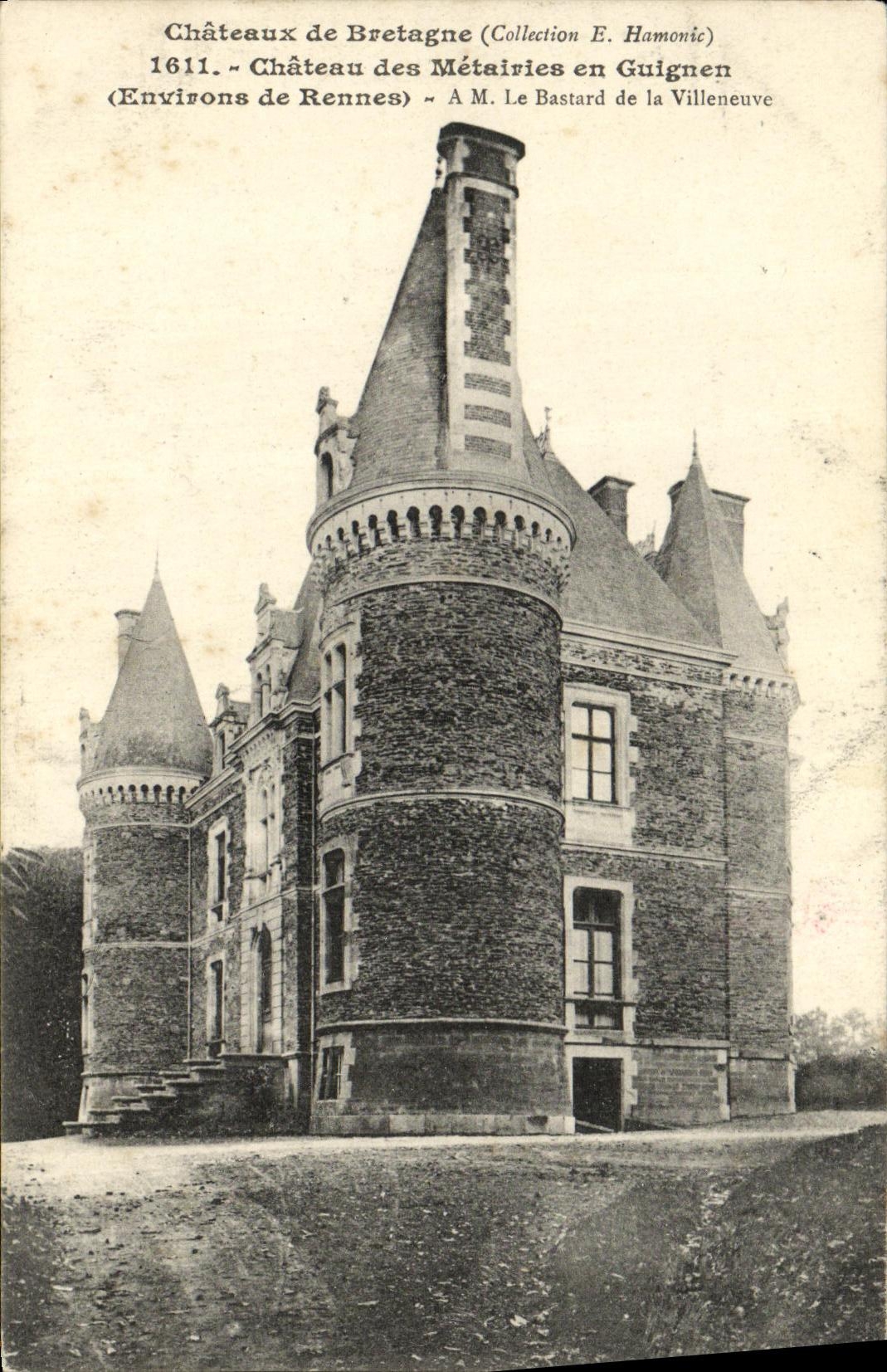 VINTAGE POSTCARD Castle of the Smallholdings in Guignen Environs of Rennes HAS M Bastard of Villeneuve