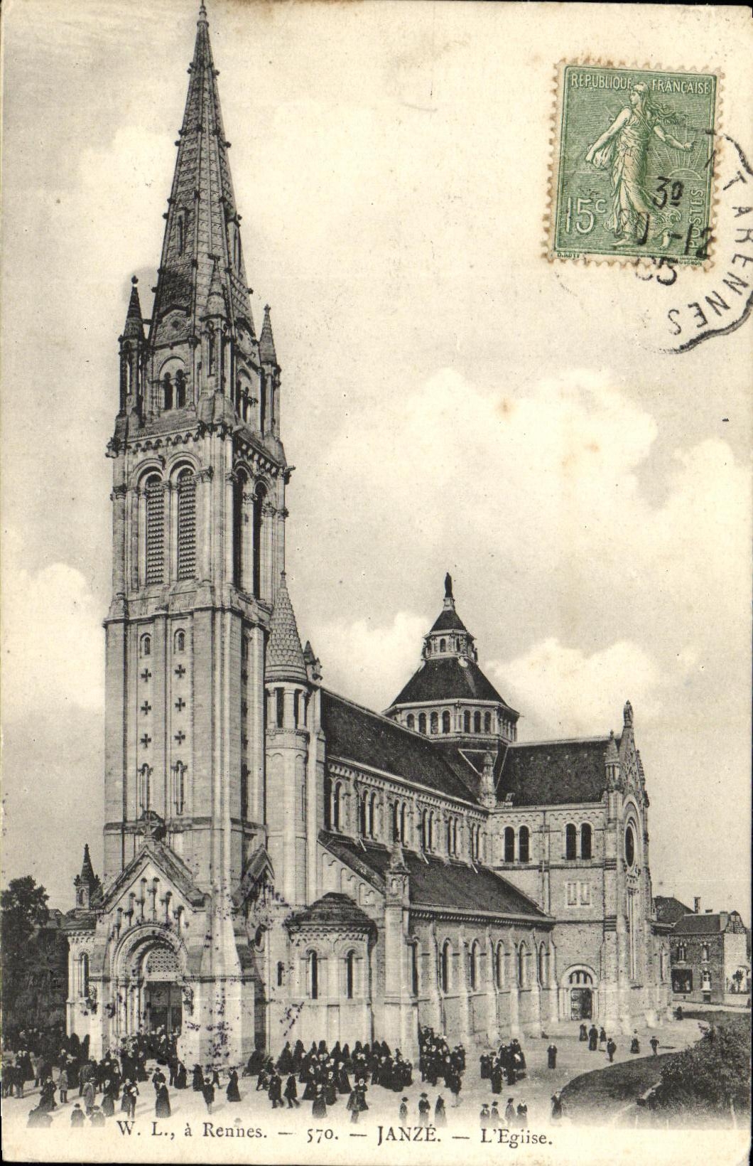 VINTAGE POSTCARD Rennes Janze L Church