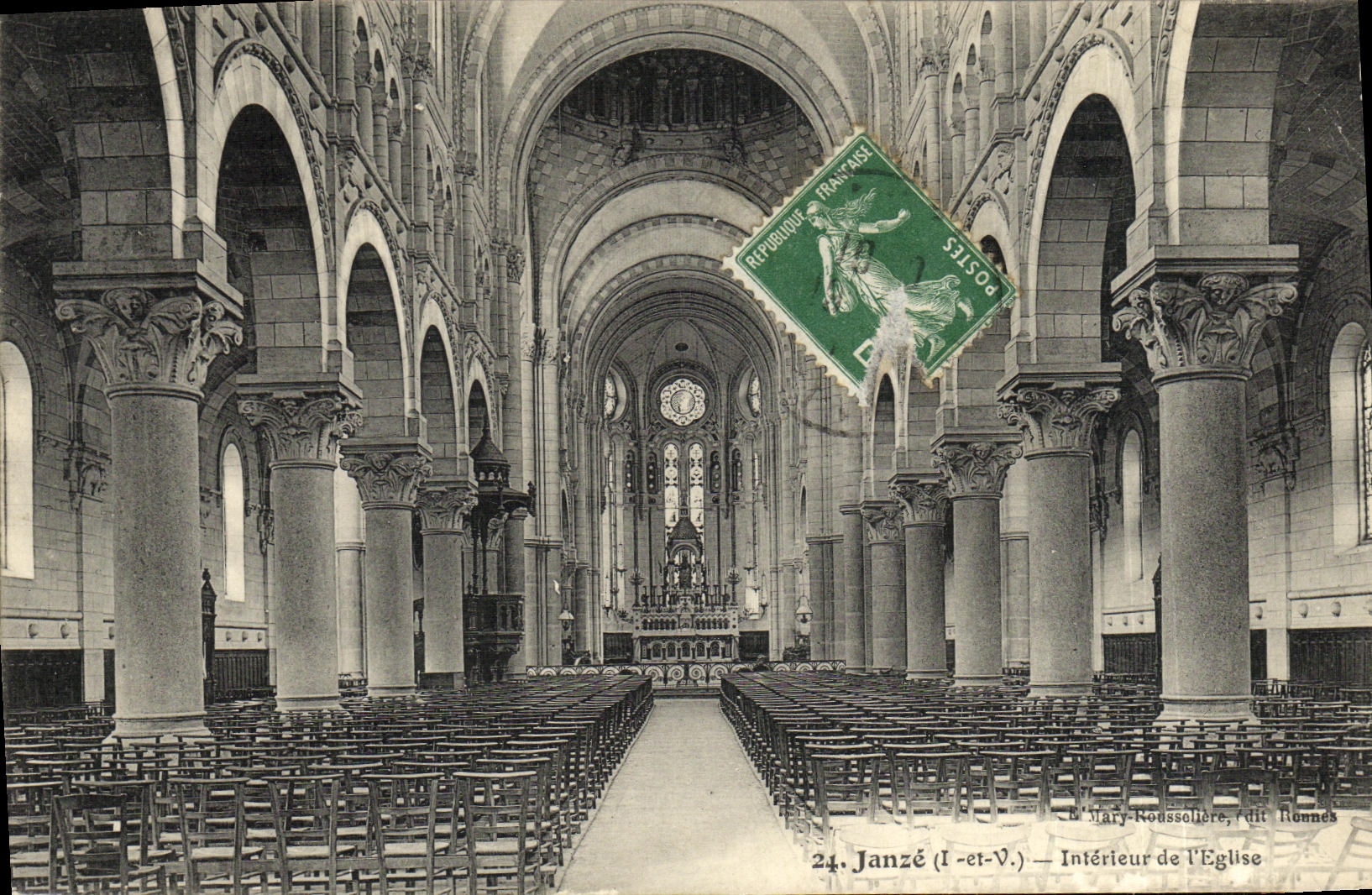 VINTAGE POSTCARD Interior Janze of L Church