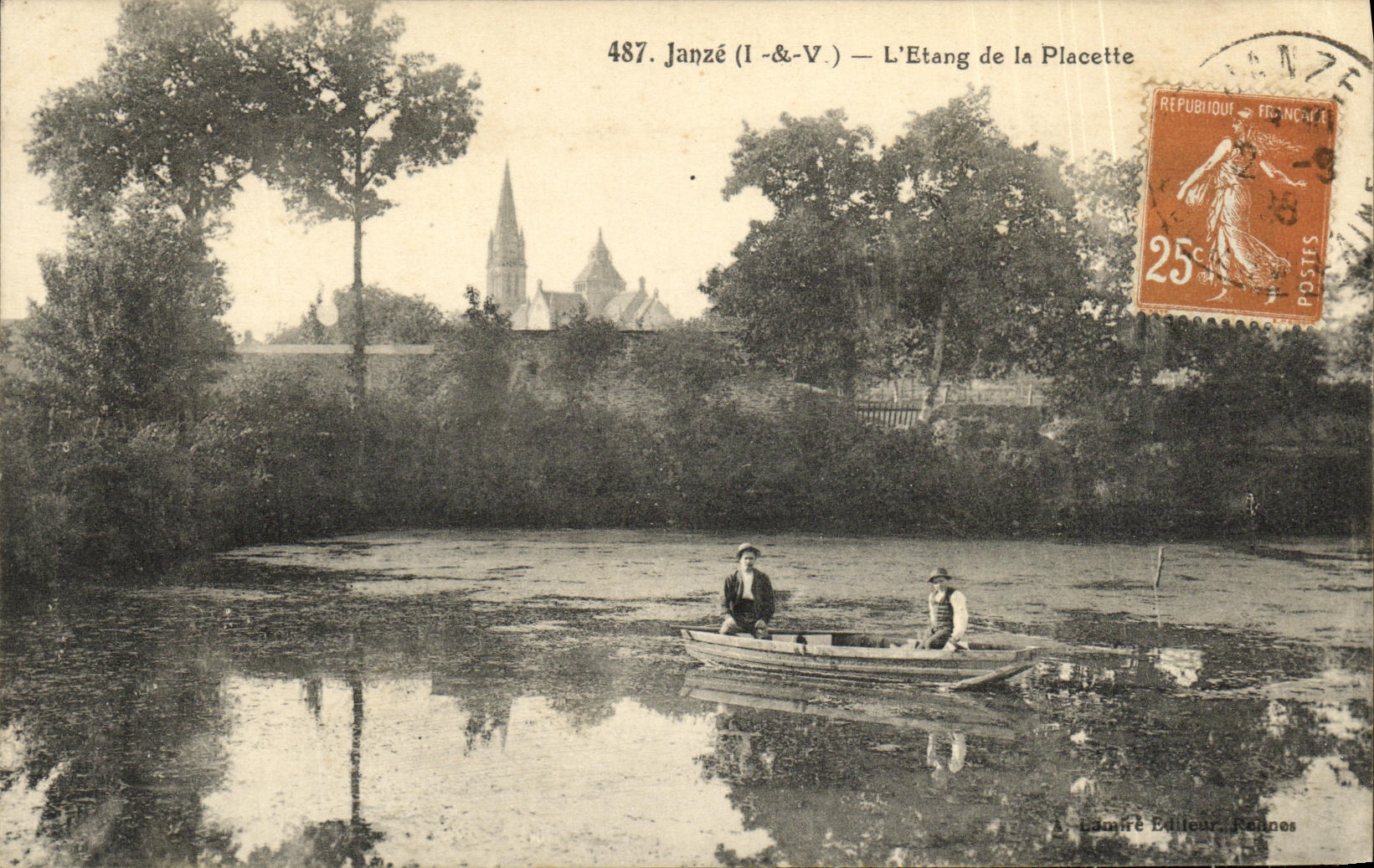 VINTAGE POSTCARD Janze L Pond of the Small square Boat
