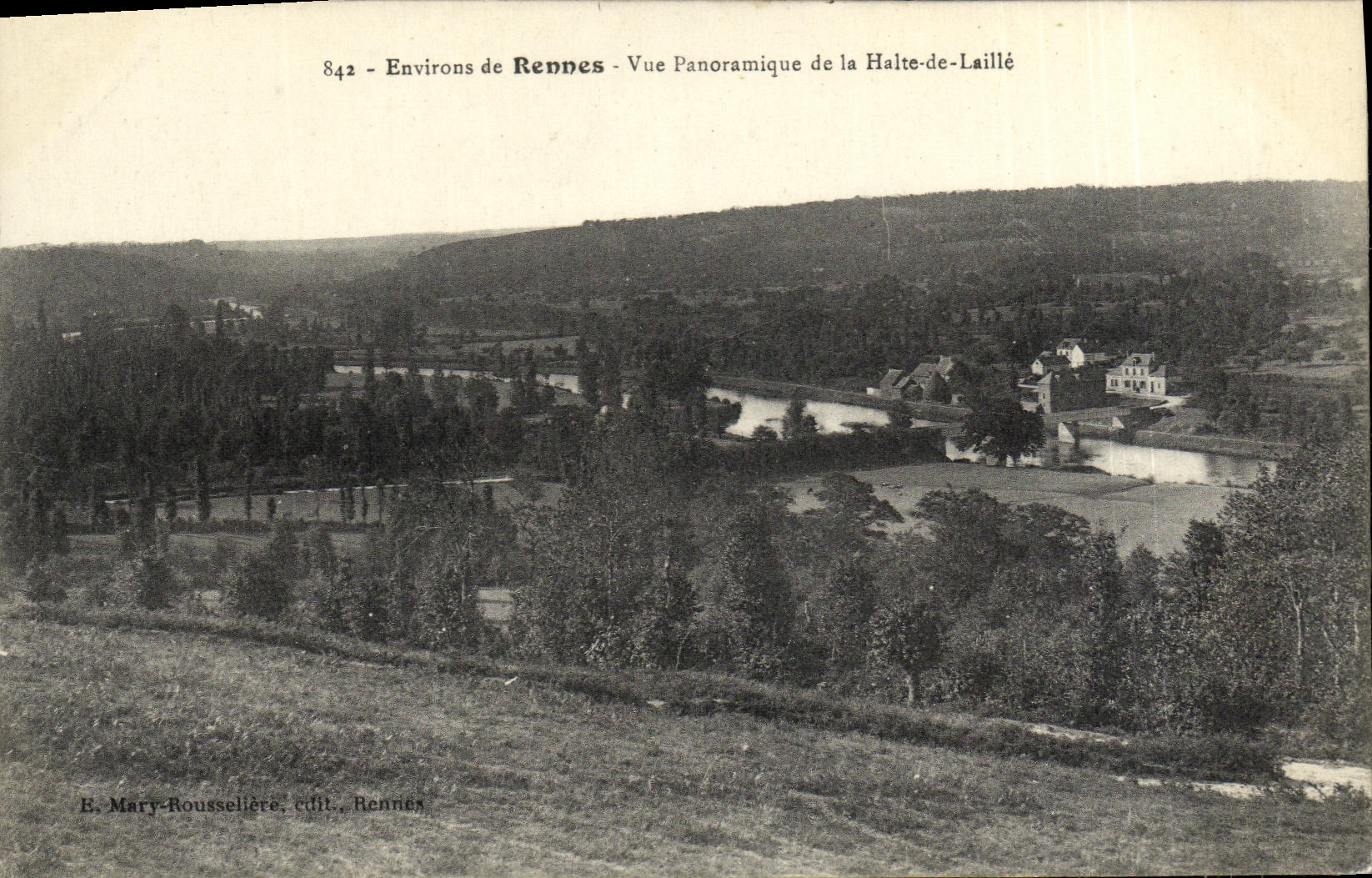 VINTAGE POSTCARD Surroundings of Rennes Panoramic View of the Halt of Laille