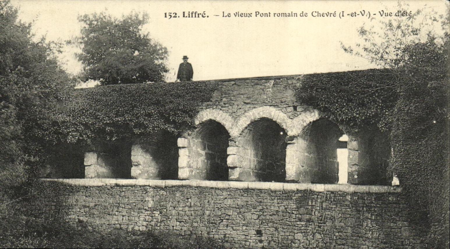 VINTAGE POSTCARD Liffre the Old Bridge Romain de Chevre Seen D be