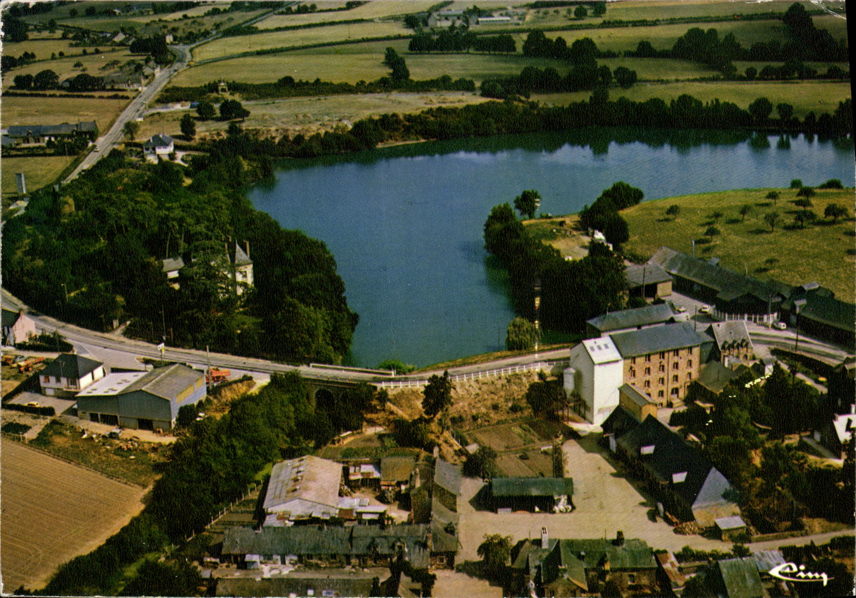 CPM Martigne Ferchaud Moulins des forges et l etang Vue aerienne