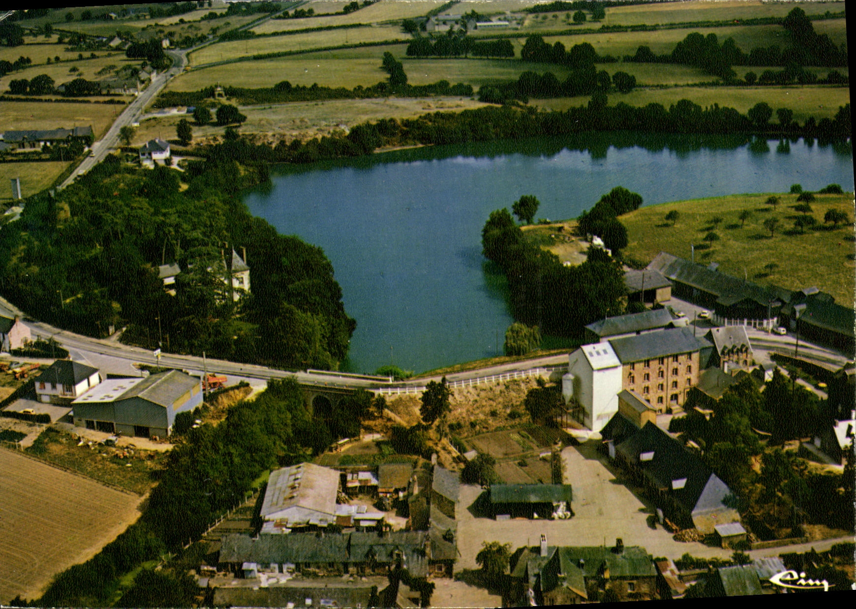CPM Martigne Ferchaud Moulins des forges et l etang Vue aerienne