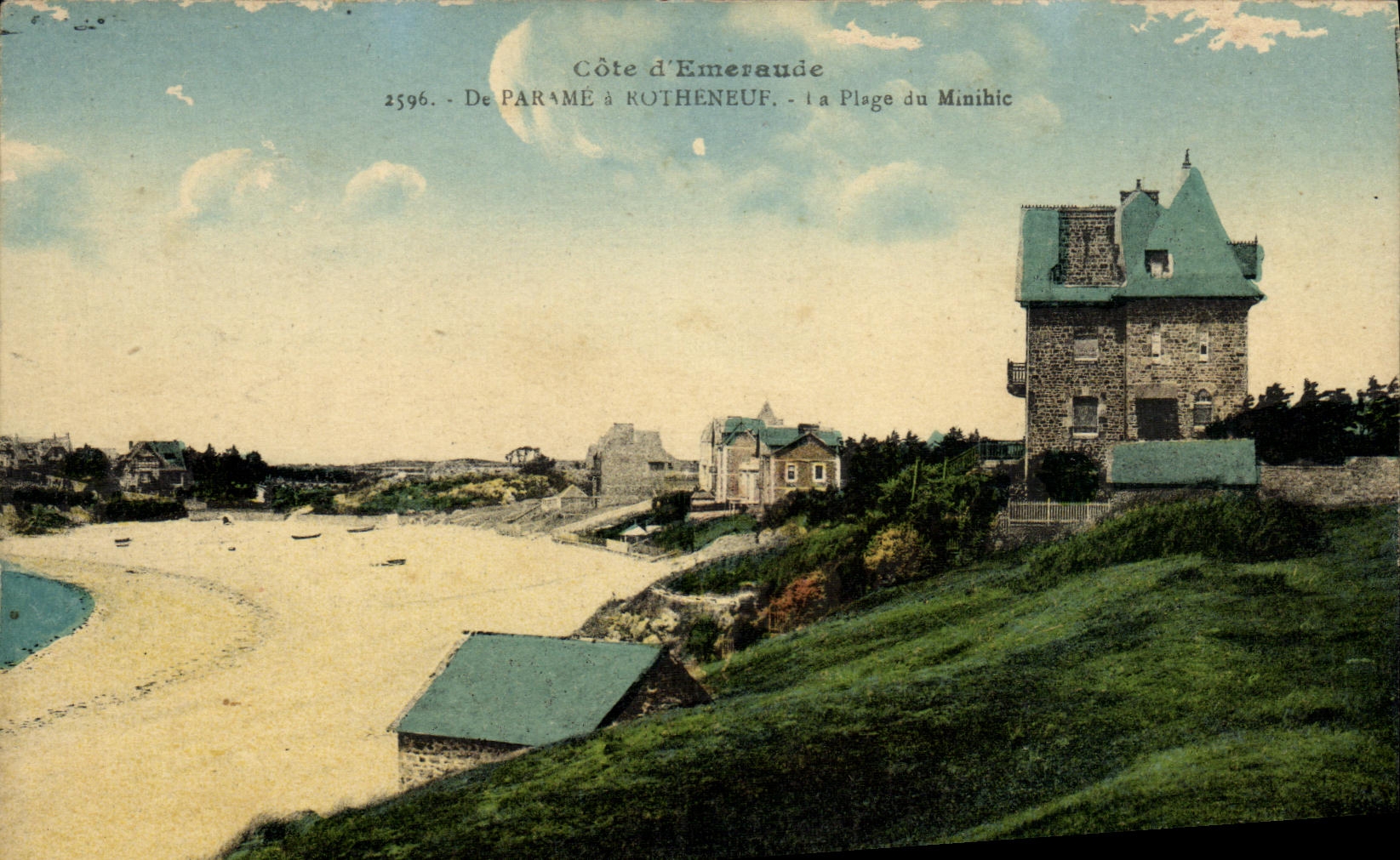 VINTAGE POSTCARD De Parame has Rotheneuf the beach of minihic