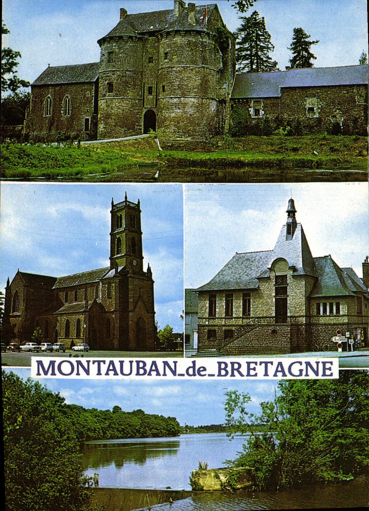 CPM Montauban La Bretagne Le chateau l eglise La mairie L ecluse