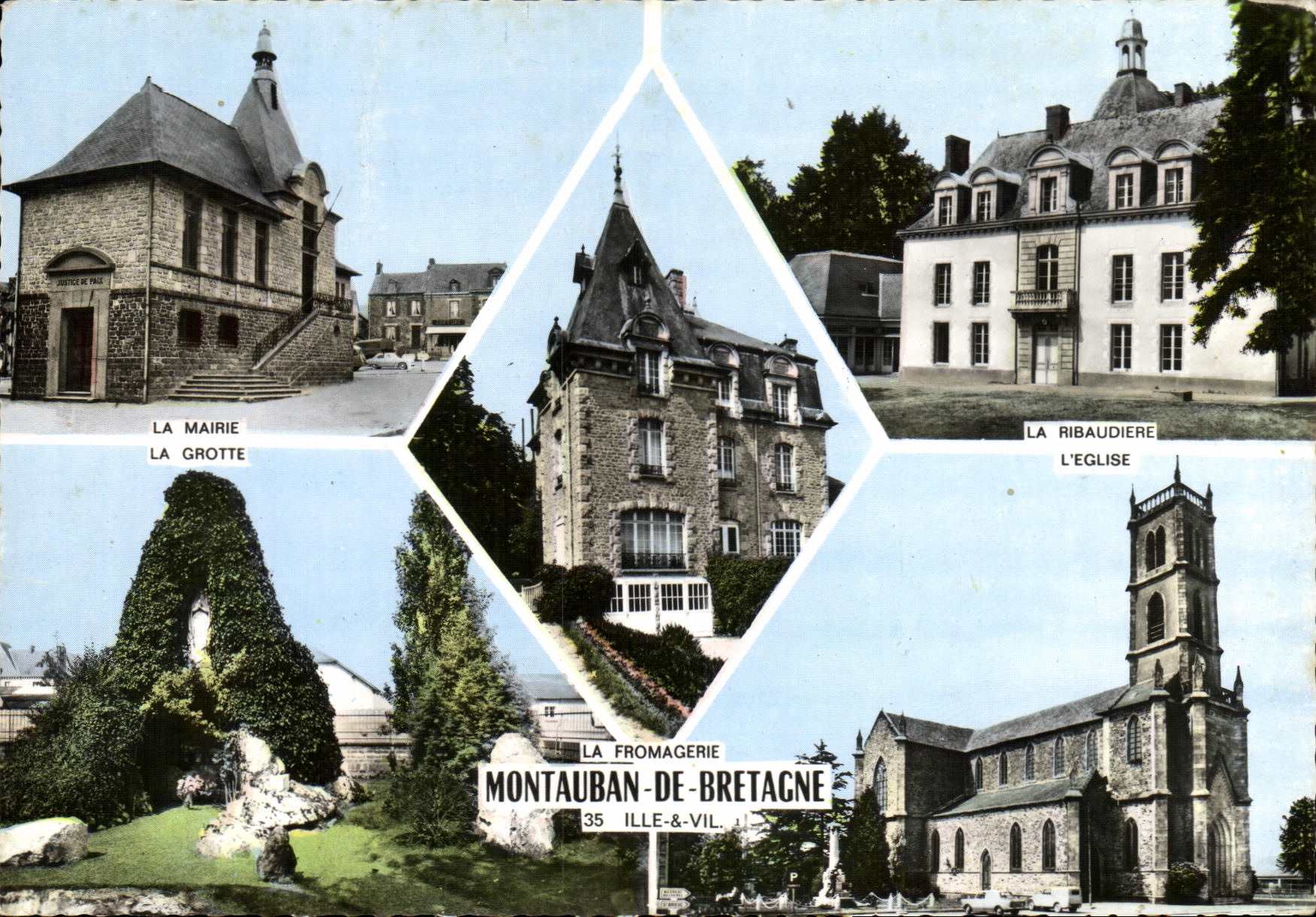 CPM Montauban De Bretagne Mairie Grotte Ribaudiere Fromagerie