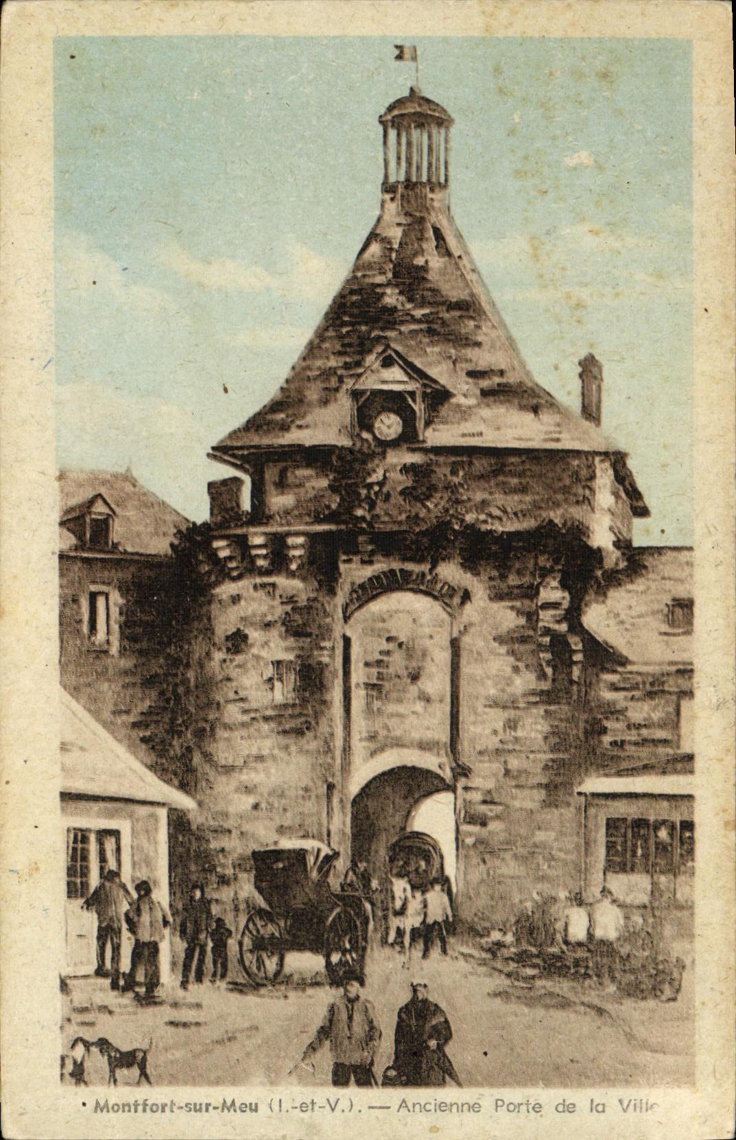 VINTAGE POSTCARD Brittany Montfort On Meu Old Gate of the City