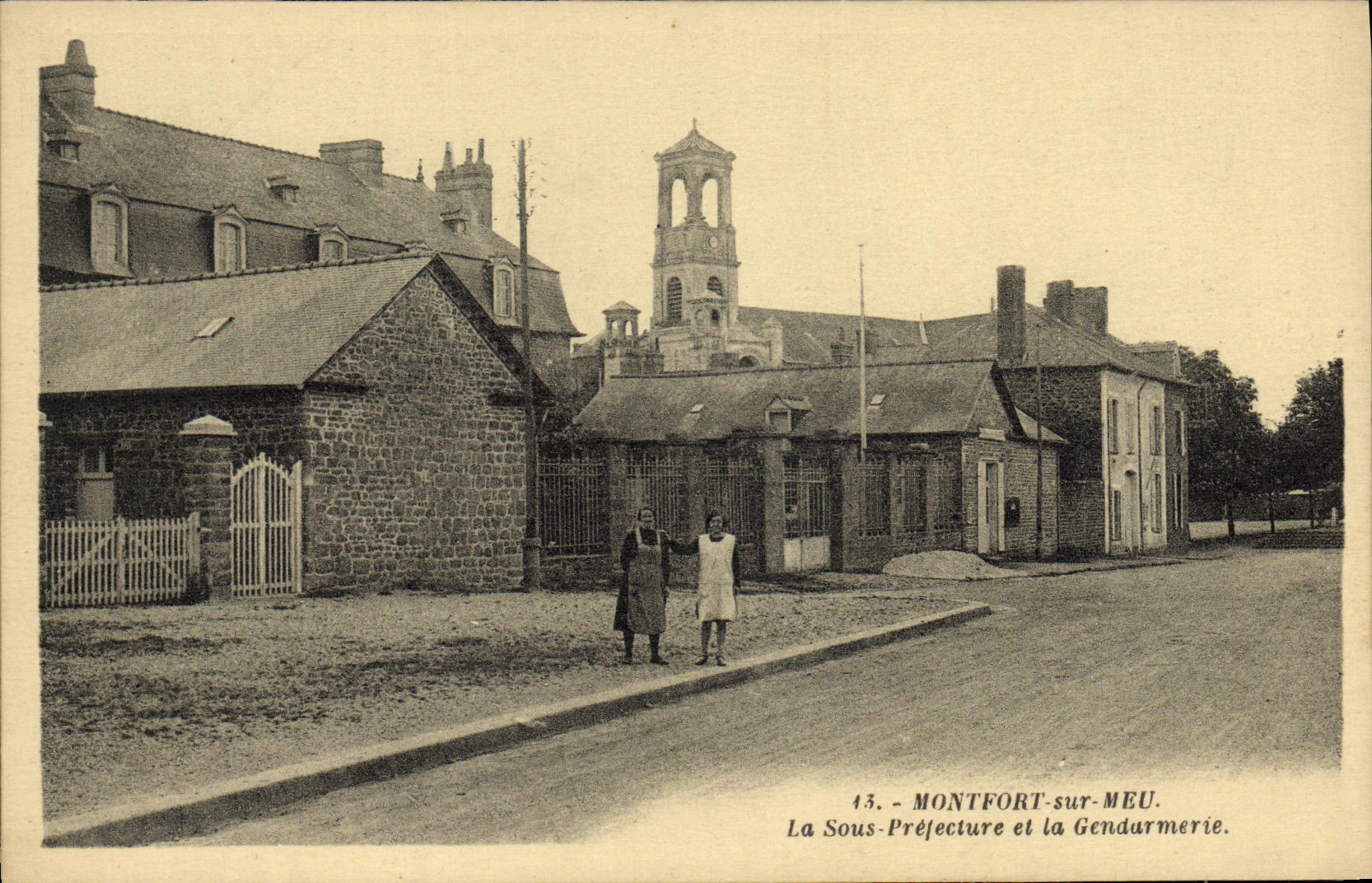 VINTAGE POSTCARD Brittany Montfort On Meu Under prefecture and Gendarmerie