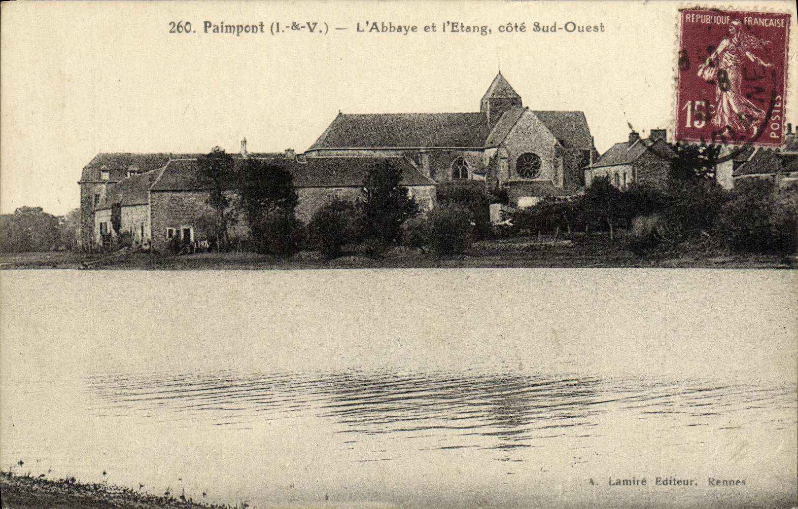 VINTAGE POSTCARD Paimpont L Abbey and L Pond Western Southern part