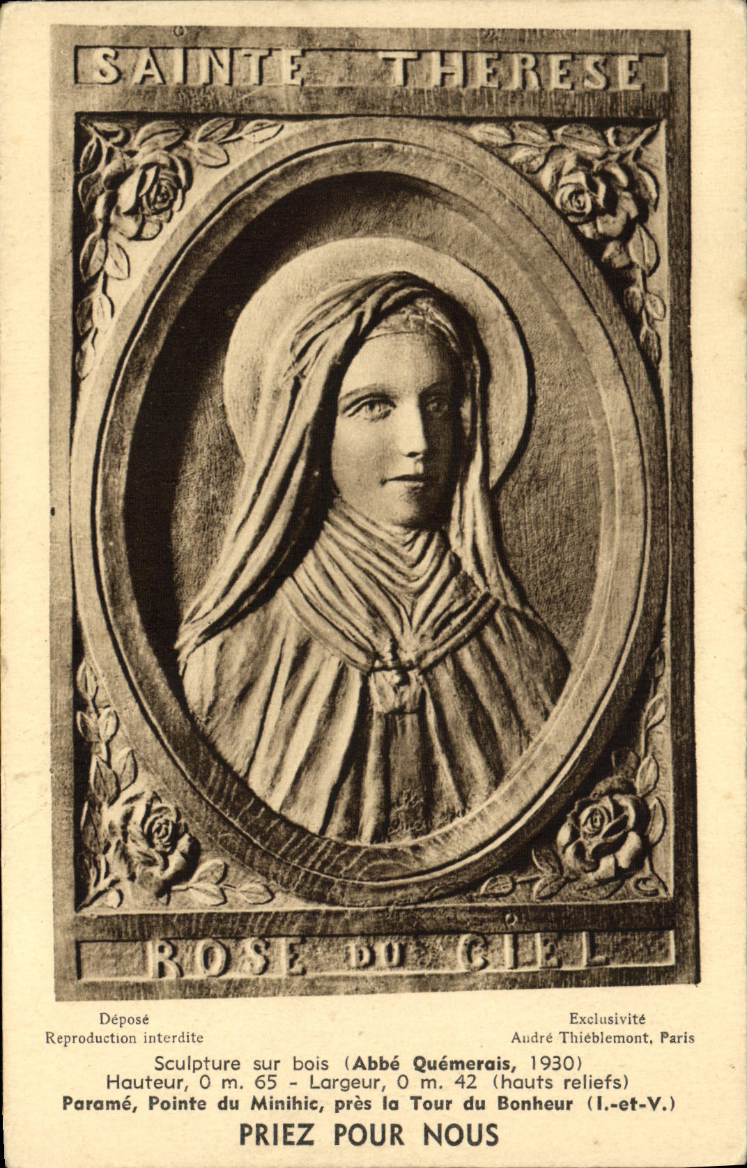 CPA Parame Sculpture en bois du Minihic pres la Tour du Bonheur Sainte Therese