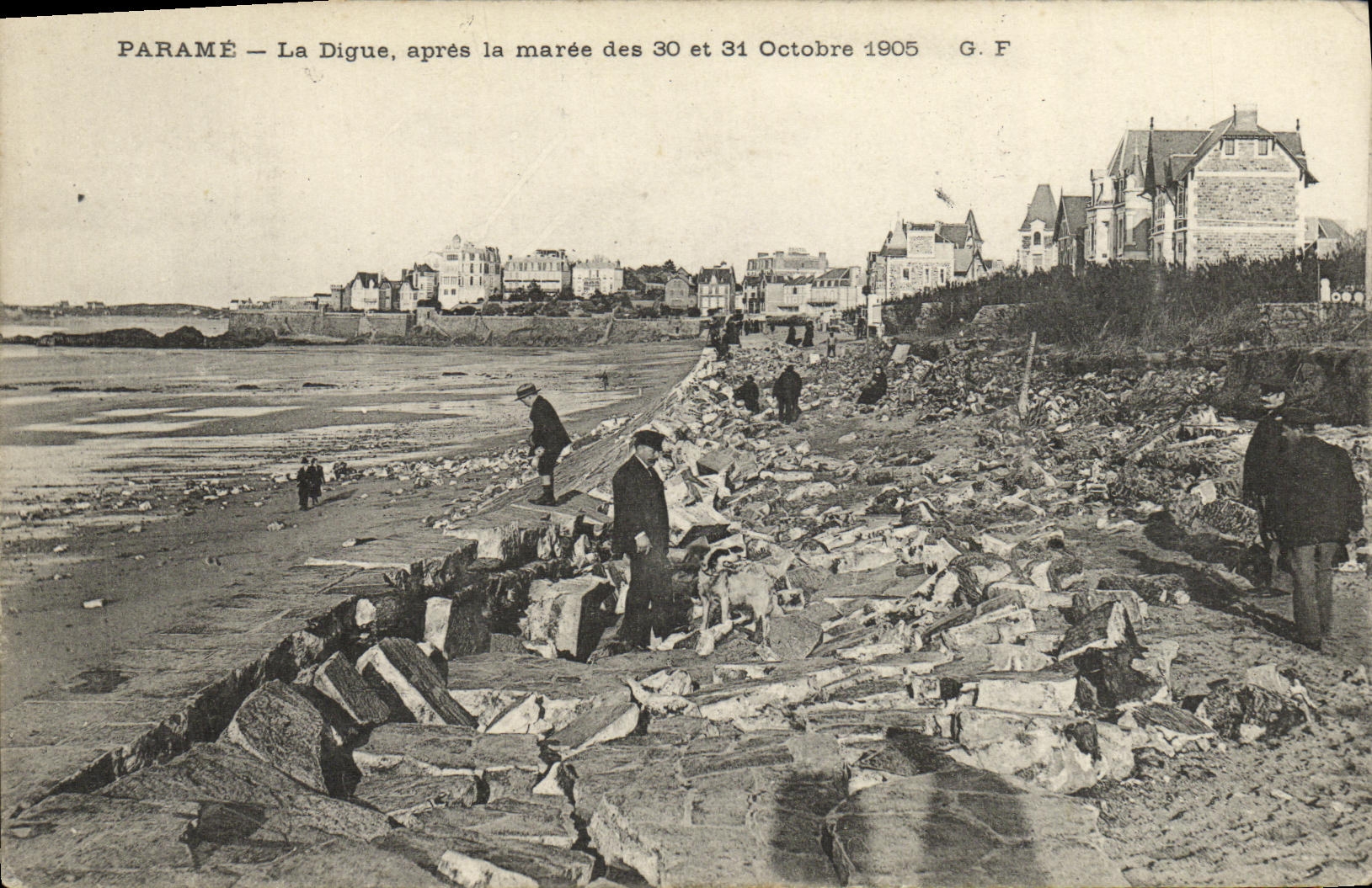 CPA Parame La Digue Apres la Maree des 30 et 31 octobre 1905