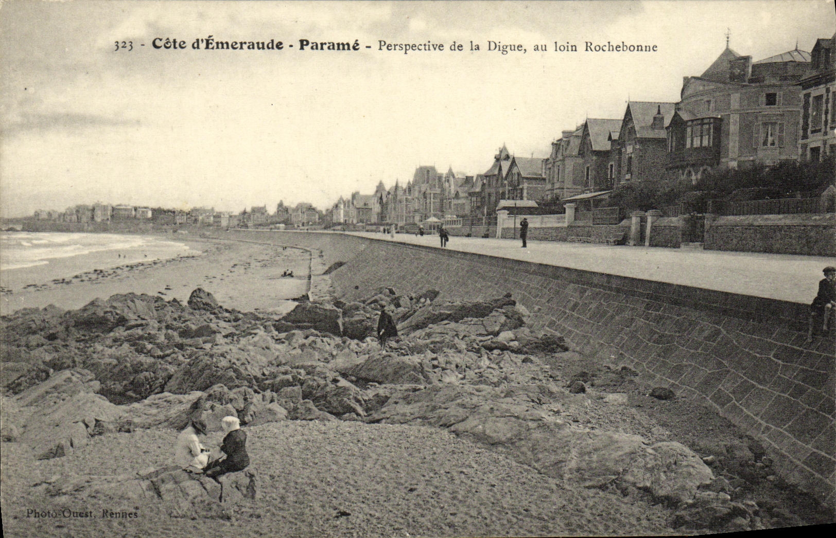 CPA Parame Perspective de la Digue au loin Rochedonne 
