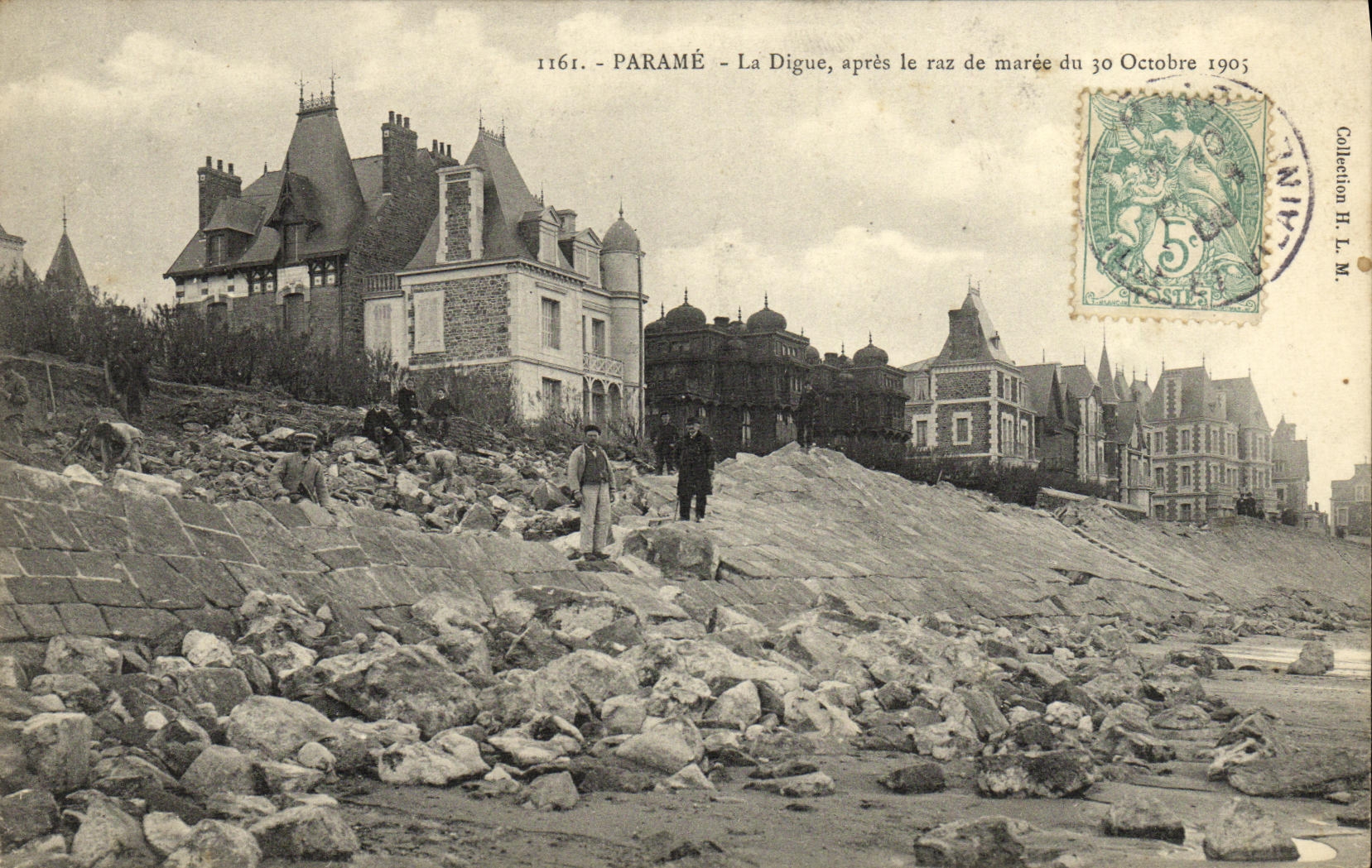 CPA Parame La Digue Apres le Raz maree du 30 octobre 1905