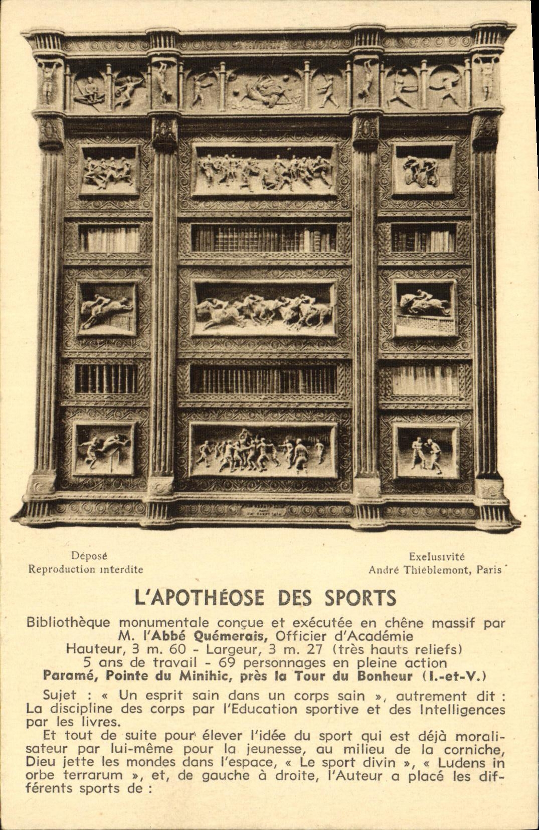 CPA Parame Apotheose des sports Bilbliotheque monumentale Abbe Quemerais 