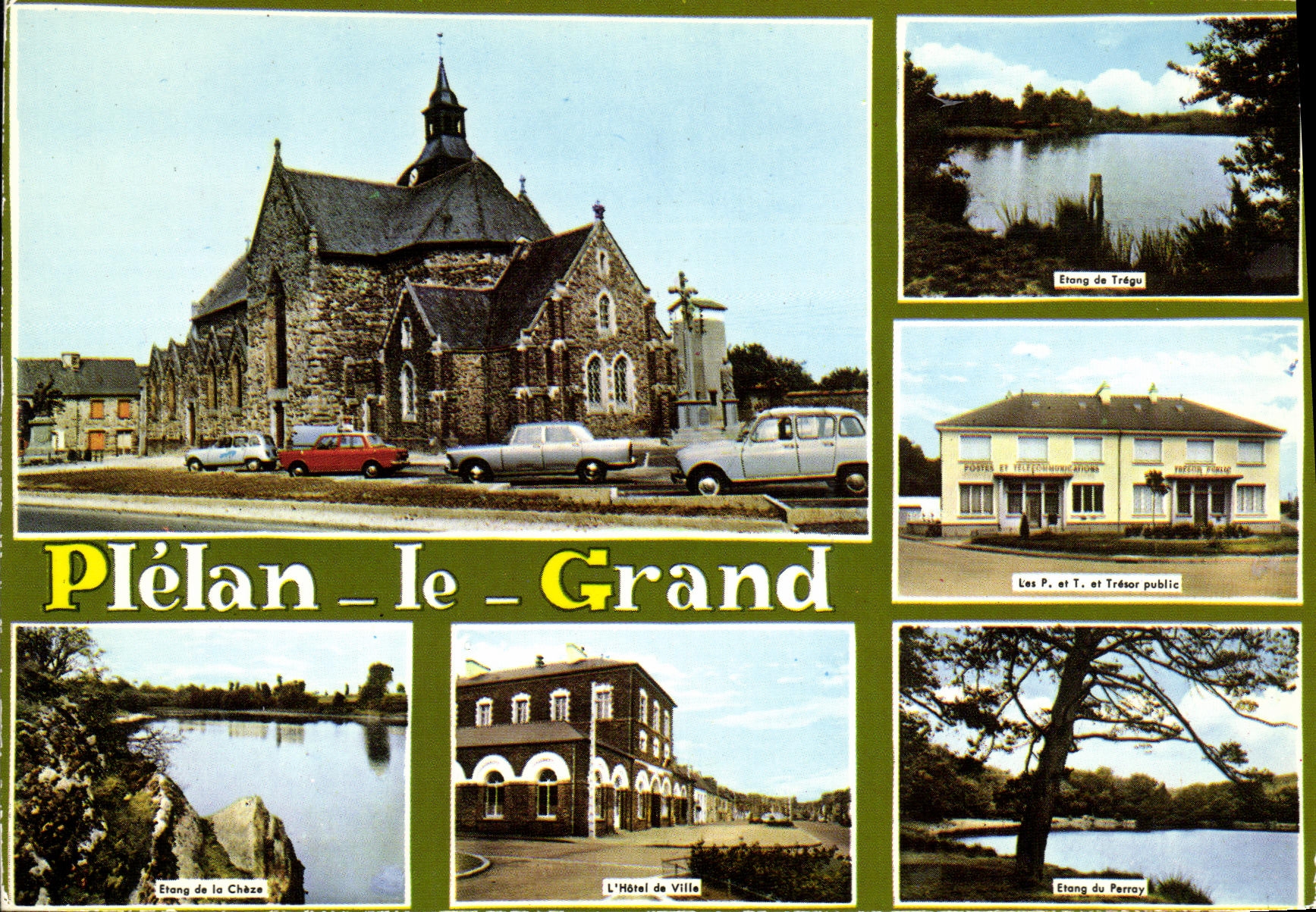 CPM Plelan Le Grand Etang de la Cheze Etang de TRgu Hotel de ville Etang du Perray PTT et TResor Public