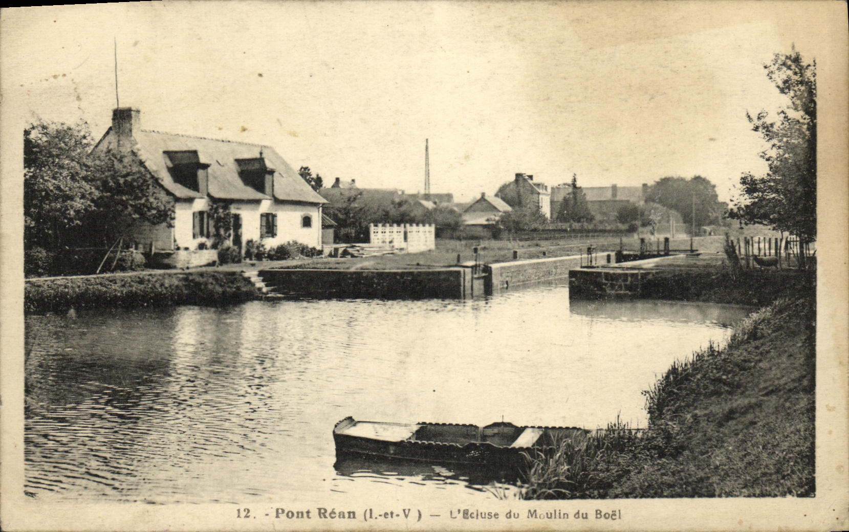 VINTAGE POSTCARD Environs of Rennes Pont Rean L locks Mill of Boel