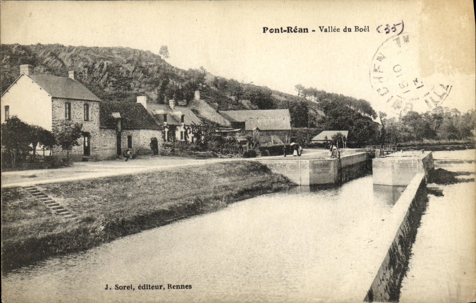 VINTAGE POSTCARD Environs of Rennes Pont Rean Vallee of Boel Locks