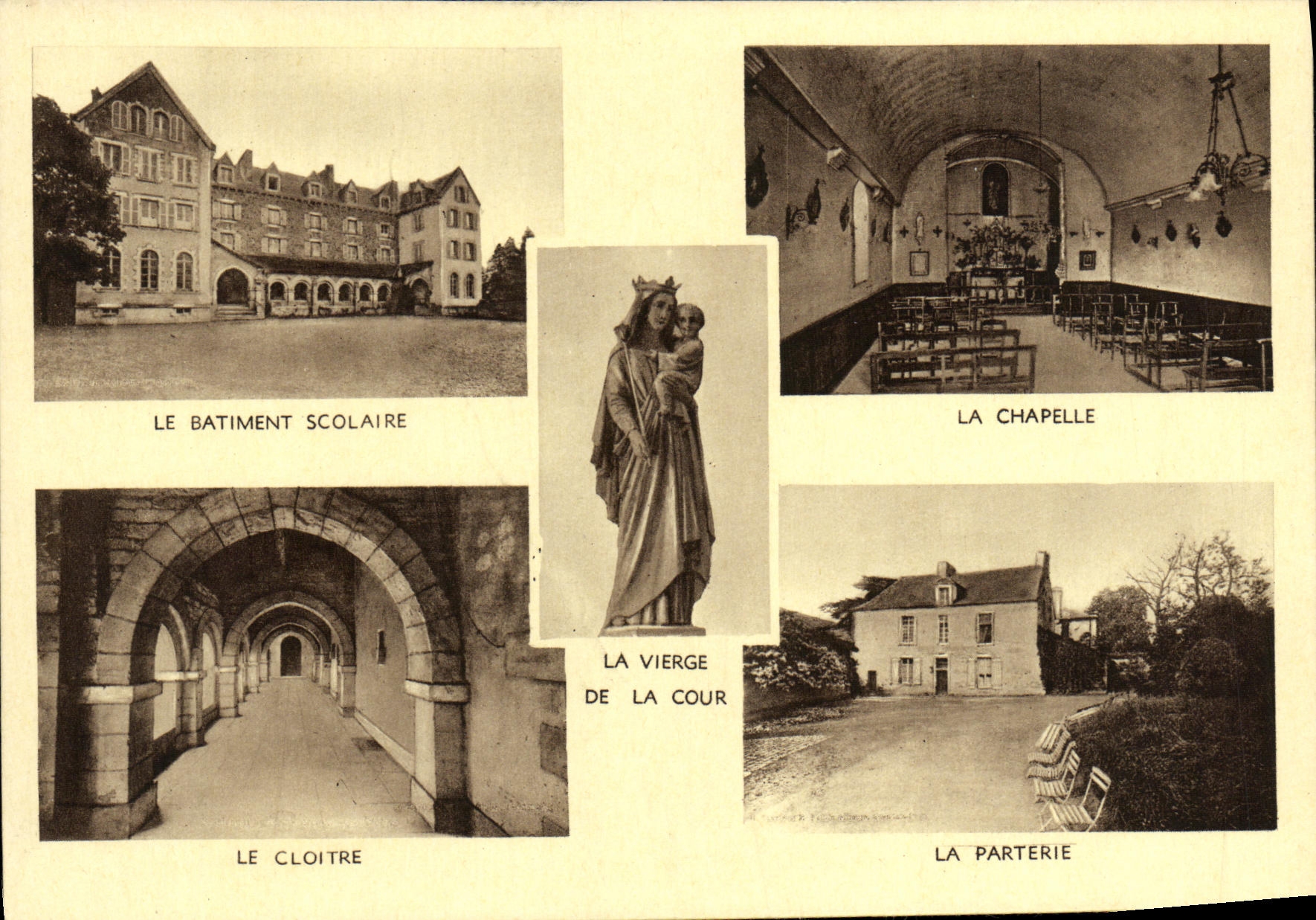 VINTAGE POSTCARD Institution of Cleu Redon school Building Vault Parterie Cloister