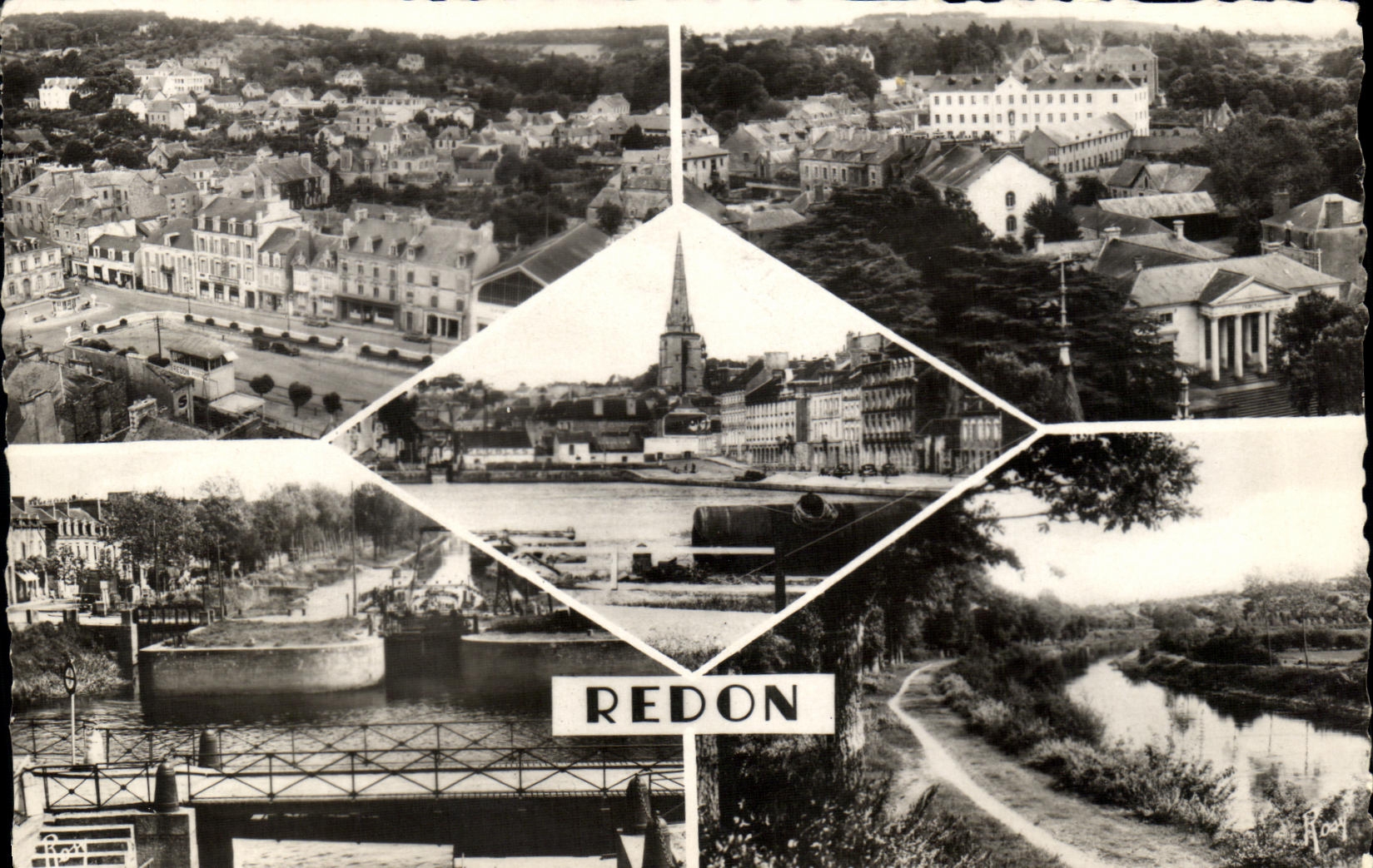 CPM Redon Vues generales Les quais La Vilaine Le canal