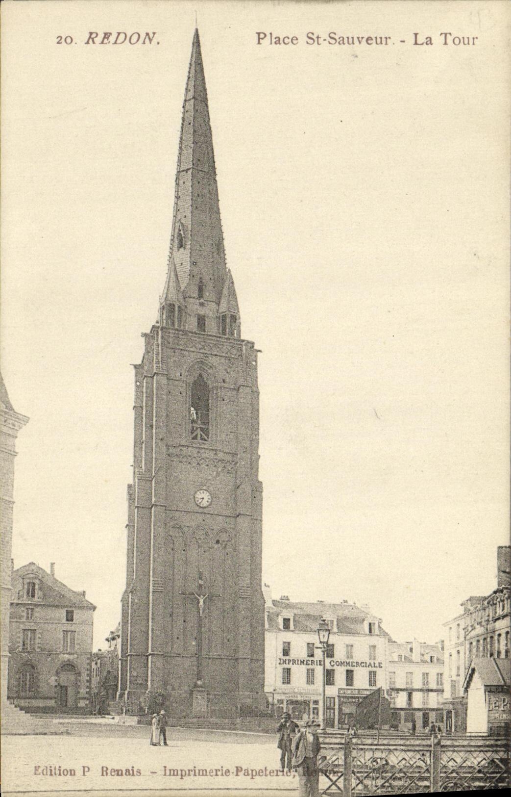 VINTAGE POSTCARD Redon Places St Saver the Tower Commercial Printing works