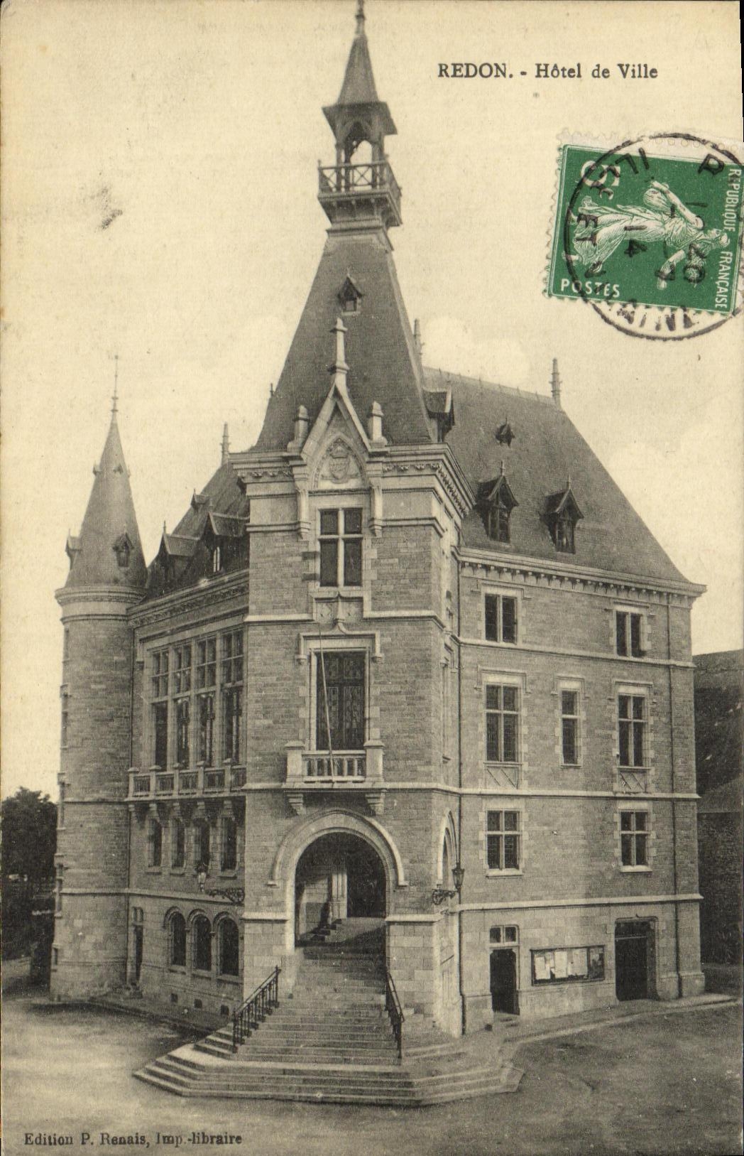 VINTAGE POSTCARD Redon Town hall