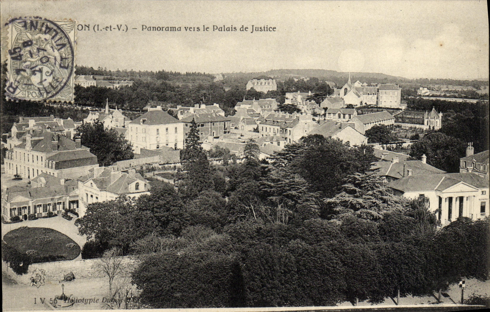 VINTAGE POSTCARD Redon Panoram towards Placis de Justice