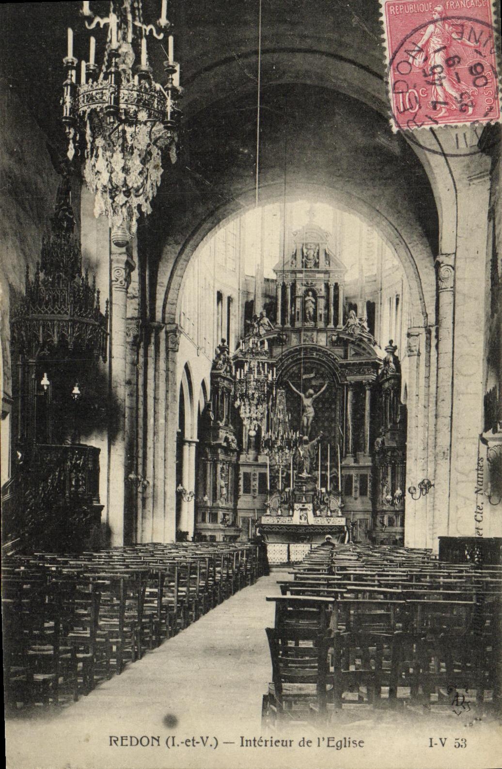 VINTAGE POSTCARD Interior Redon of L Church