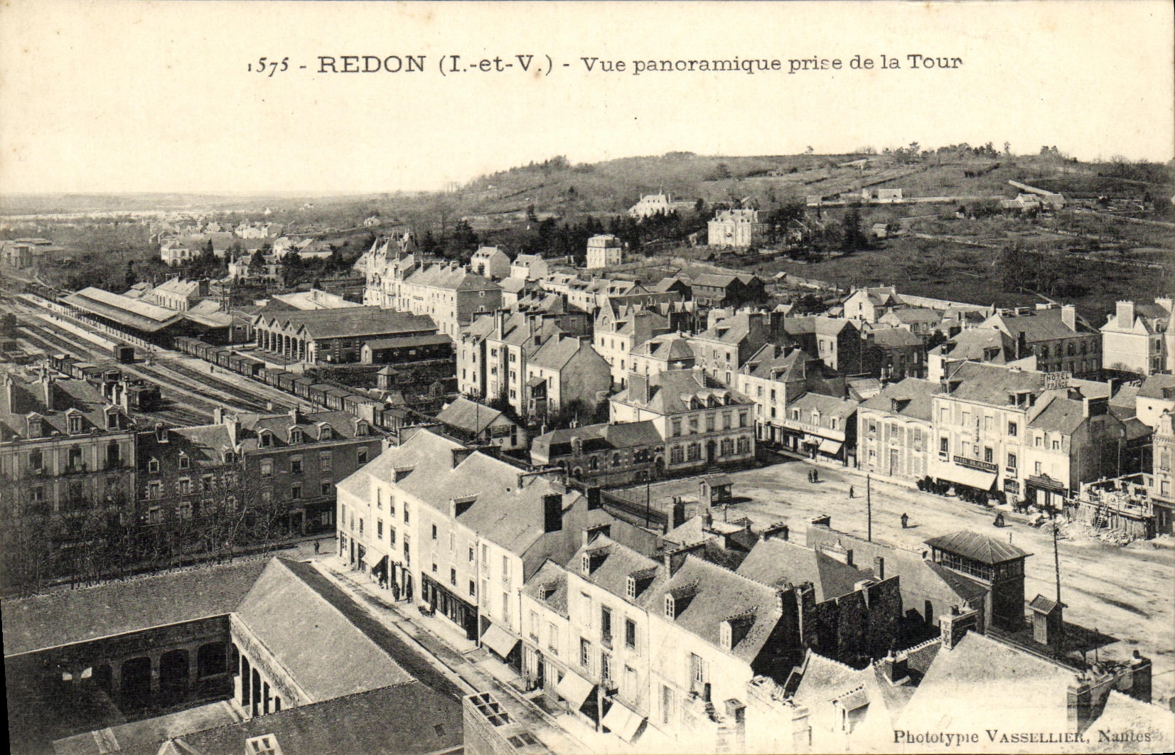 VINTAGE POSTCARD Redon Panoramic View taken of the Tower