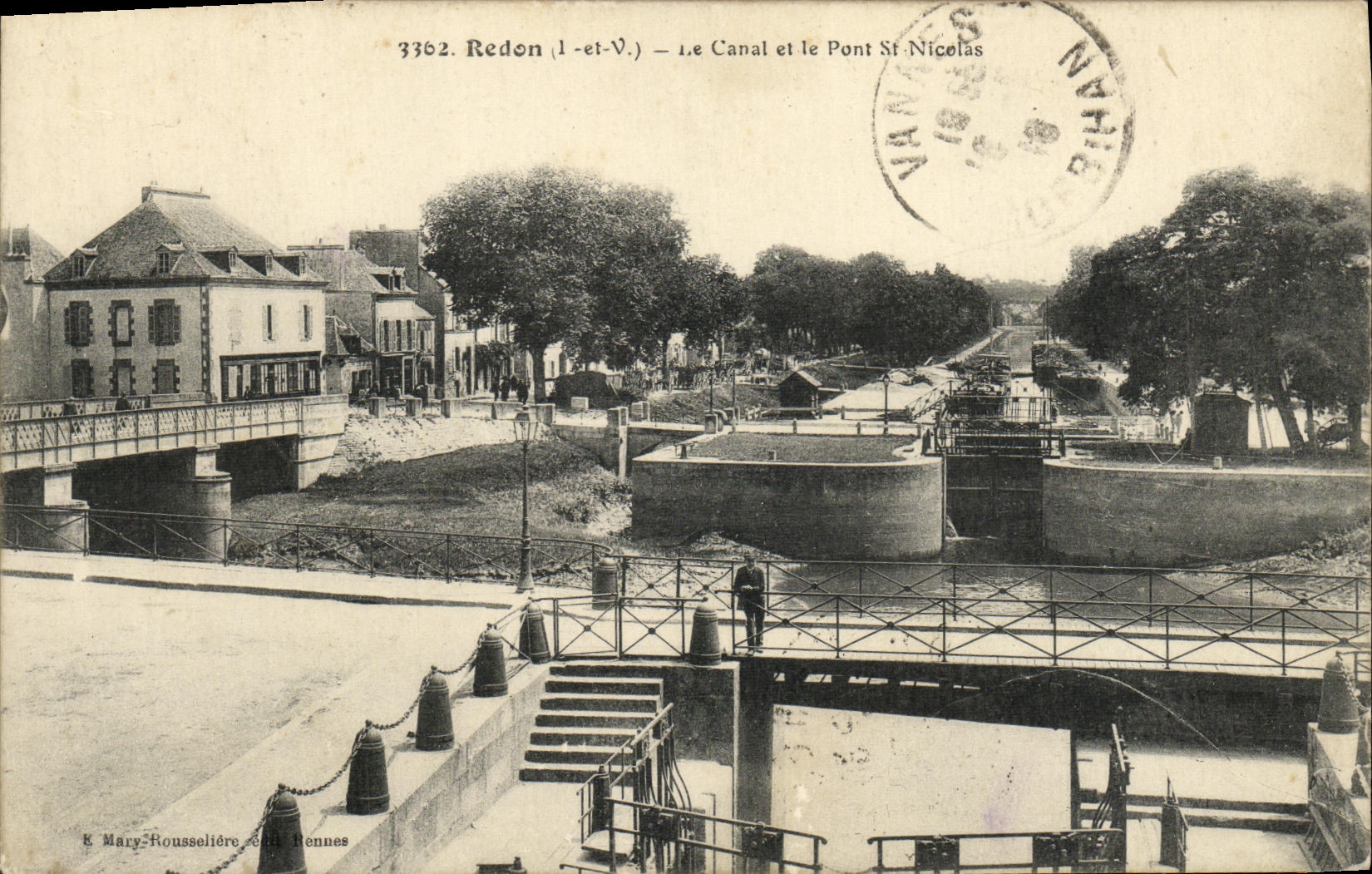 POSTAL Redon de la VENDIMIA el canal y el St Nicolas del puente