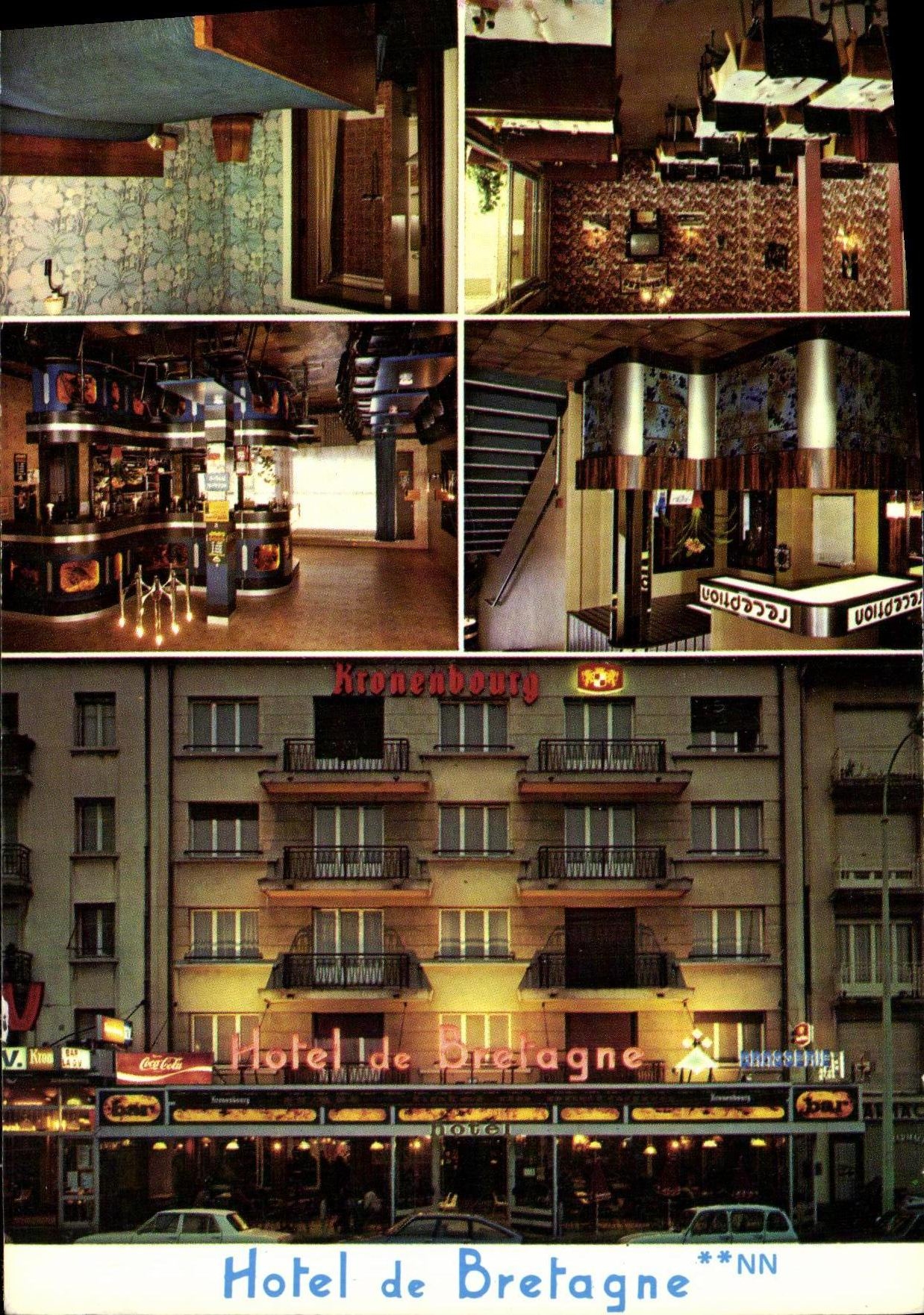 CPM Rennes Place de la Gare Hotel de Bretagne kronenbourg Biere Brasserie 