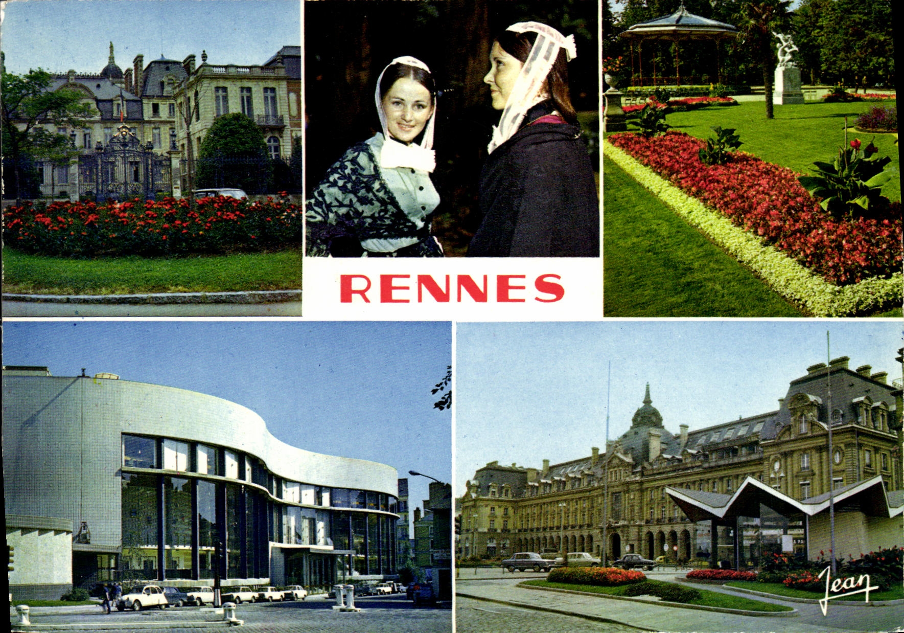 CPM Rennes Prefecture Coiffes et costumes de la region Jardin du thabor Maison de la culture Palais du commerce