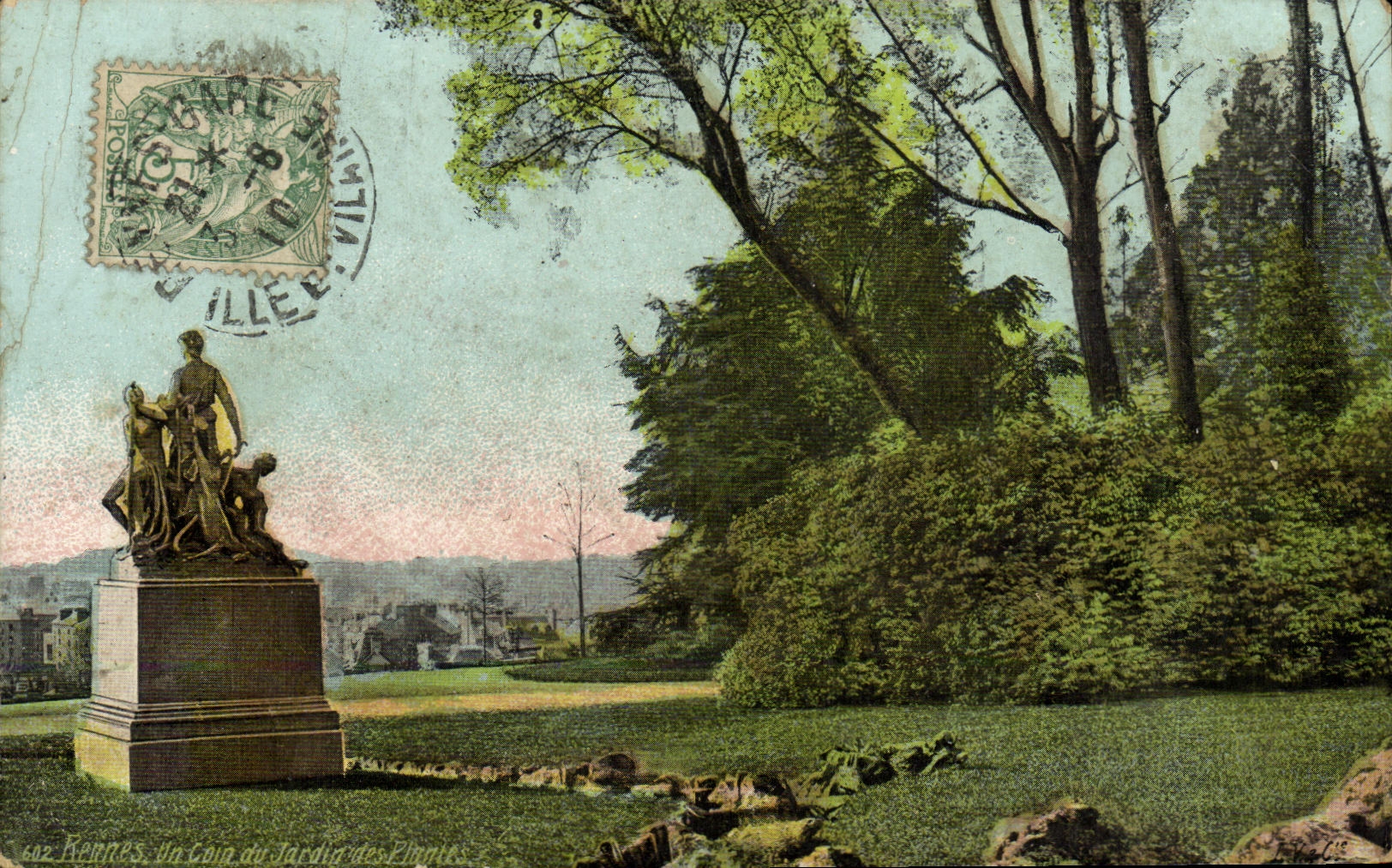 POSTAL Rennes de la VENDIMIA una esquina del jardin botanico
