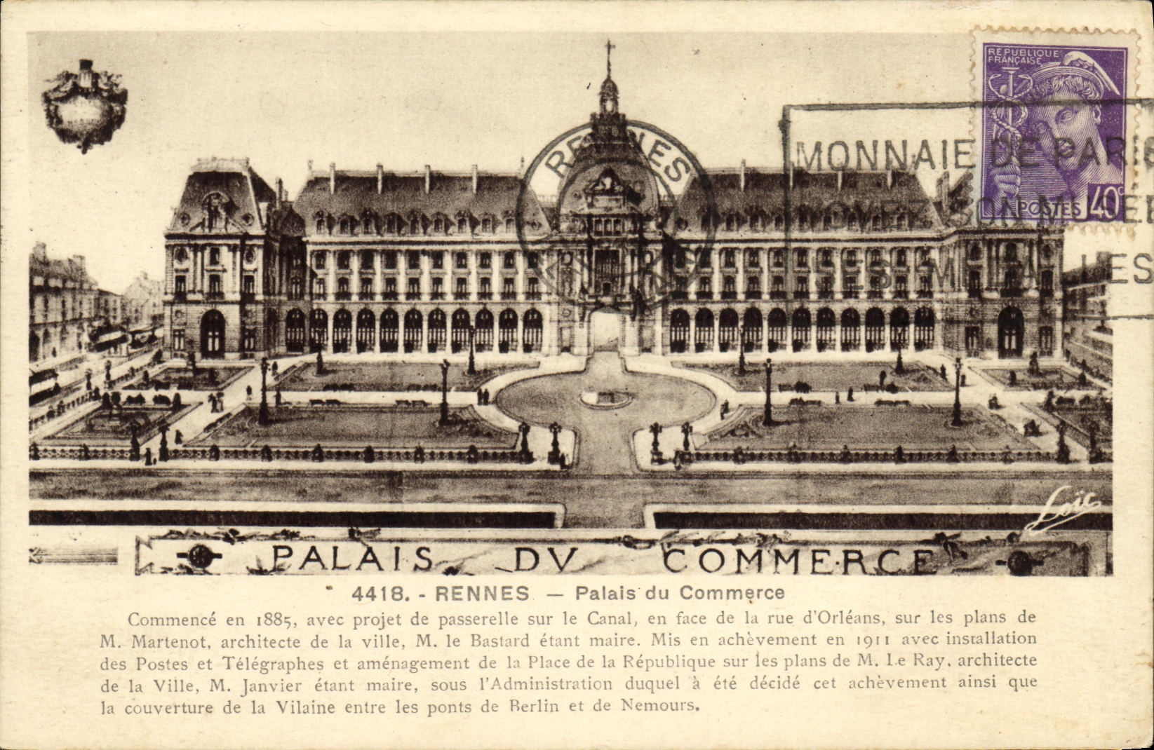 CPA Rennes Palais du Commerce