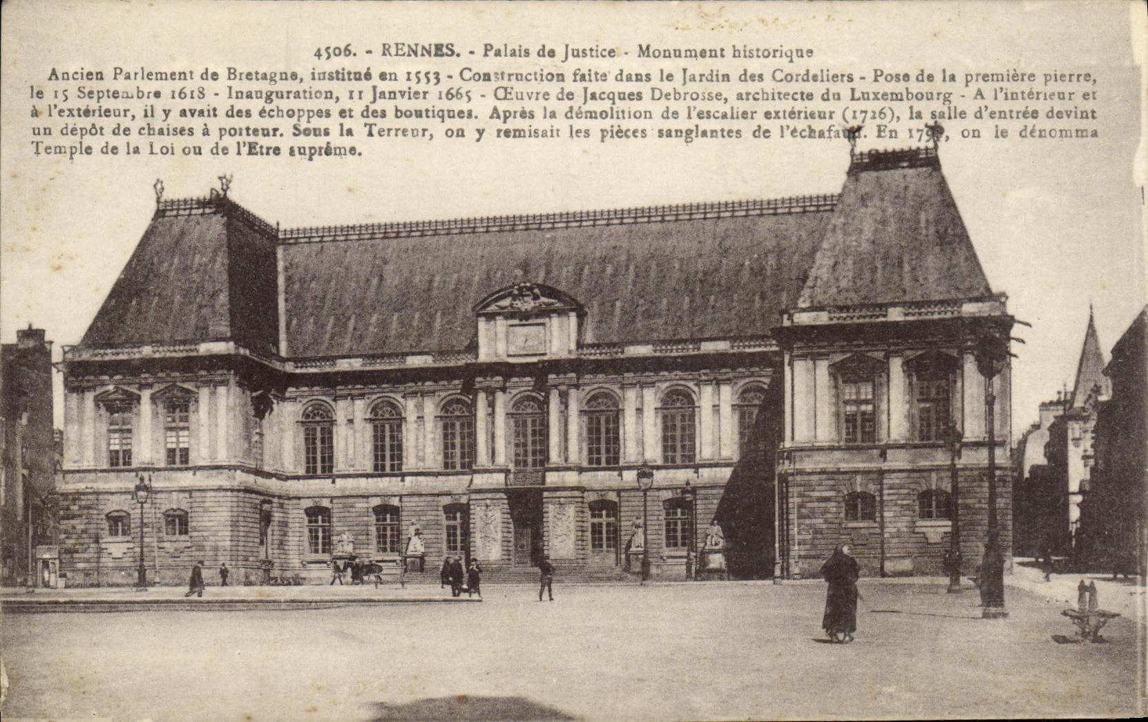 CPA Rennes Palais de Justice Monument Histroque