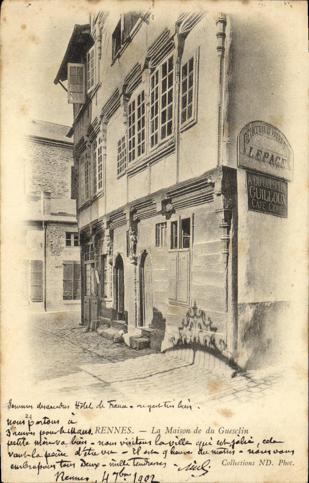 VINTAGE POSTCARD Rennes the House of of Guesclin